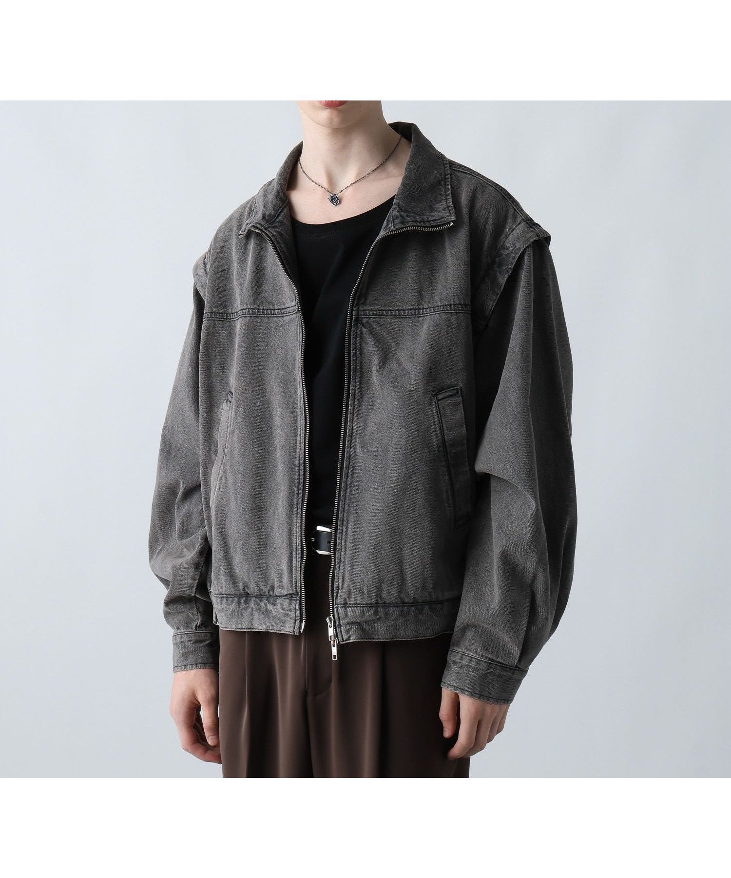 【ハレ/HARE / MEN】の2WAYデニムスタンドブルゾン インテリア・キッズ・メンズ・レディースファッション・服の通販 founy(ファニー) 　ファッション　Fashion　メンズファッション　Fashion for Men　インナー　Innerwear　コンパクト　Compact, Small Size　スタンド　Stand Collar, Upright Stand　スリット　Slit, Slit Detail　セットアップ　Set-Up, Coordinated Outfit　デニム　Denim, Jeans Material　トレンド　Trend, Trending Now　ブルゾン　Blouson, Bomber Jacket　ベスト　Vest, Waistcoat　ヴィンテージ　Vintage Style　エレガント 上品　Elegant　【セットアップ対応】ブラウン52|ID: prp329100004668142 ipo3291000000033757195