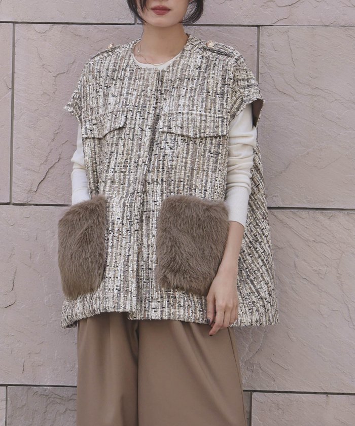 【ガール/GIRL】のファーポケット オーバーシルエット ツイード ベスト ジレ インテリア・キッズ・メンズ・レディースファッション・服の通販 founy(ファニー) https://founy.com/ ファッション Fashion レディースファッション Fashion for Women アウター Coat / Outerwear Collection トップス・カットソー Cut & Sew Tops ベスト&ジレ / 重ね着スタイル Vests & Gilets センター Center, Center Line ツイード Twill, Twill Weave フェイクファー Faux Fur, Imitation Fur フレア Flare, Flared フロント Front, Front Design ベスト Vest, Waistcoat ポケット Pocket, Pocket Detail ミックス Mix, Mixed Style 再入荷 Restock / Back in Stock おすすめ Recommended / Our Picks エレガント 上品 Elegant |ID: prp329100004668315 ipo3291000000033757809