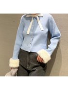 【ファーファー/FURFUR】の【限定カラー】リボン付き袖口ファーカーディガン 人気、トレンドファッション・服の通販 founy(ファニー) ファッション Fashion レディースファッション Fashion for Women トップス・カットソー Cut & Sew Tops カーディガン・羽織り Layered Style Cardigans カーディガン Cardigan, Knitwear リボン Ribbon, Bow thumbnail SAX[083]|ID: prp329100004668337 ipo3291000000033757896