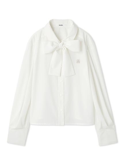 【スナイデル/SNIDEL】のボウタイシャツ インテリア・キッズ・メンズ・レディースファッション・服の通販 founy(ファニー) 　ファッション　Fashion　レディースファッション　Fashion for Women　トップス・カットソー　Cut & Sew Tops　シャツ・ブラウス・オフィスカジュアル　Elegant Blouses & Button-Ups　インディゴ　Indigo Denim　ウェーブ　Wavy Pattern　コンパクト　Compact, Small Size　シンプル　Simple, Minimal　ストライプ　Stripe, Striped Pattern　ストレート　Straight, Straight Cut　デニム　Denim, Jeans Material　無地　Plain, Solid Color　おすすめ　Recommended / Our Picks　WHT[001]|ID: prp329100004668349 ipo3291000000033757935