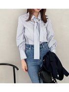 【スナイデル/SNIDEL】のボウタイシャツ 人気、トレンドファッション・服の通販 founy(ファニー) ファッション Fashion レディースファッション Fashion for Women トップス・カットソー Cut & Sew Tops シャツ・ブラウス・オフィスカジュアル Elegant Blouses & Button-Ups インディゴ Indigo Denim ウェーブ Wavy Pattern コンパクト Compact, Small Size シンプル Simple, Minimal ストライプ Stripe, Striped Pattern ストレート Straight, Straight Cut デニム Denim, Jeans Material 無地 Plain, Solid Color おすすめ Recommended / Our Picks thumbnail SAX[083]|ID: prp329100004668349 ipo3291000000033757939