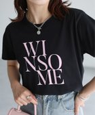 【リベリー/Riberry】のWINSOMEプリントレタリングTシャツ/綿100% ブラック×ピンク|ID: prp329100004668407 ipo3291000000033835301
