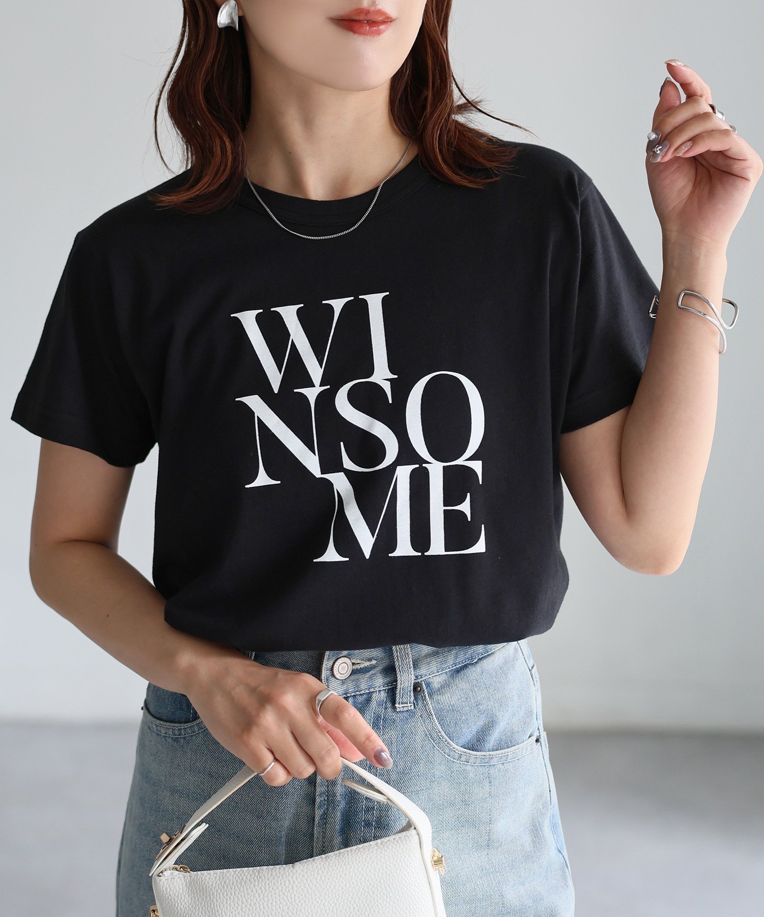 【リベリー/Riberry】のWINSOMEプリントレタリングTシャツ/綿100% インテリア・キッズ・メンズ・レディースファッション・服の通販 founy(ファニー) 　ファッション　Fashion　レディースファッション　Fashion for Women　トップス・カットソー　Cut & Sew Tops　シャツ・ブラウス・オフィスカジュアル　Elegant Blouses & Button-Ups　ロングTシャツ・Tシャツ　Longline T-Shirts & Tees　インナー　Innerwear　春　Spring　コンパクト　Compact, Small Size　シューズ　Shoes, Footwear　シンプル　Simple, Minimal　デニム　Denim, Jeans Material　定番　Standard, Basic Item　バレエ　Ballet, Ballet Style　フェミニン　Feminine, Girly　フロント　Front, Front Design　プリント　Print, Printed Pattern　半袖　Short Sleeve, Half Sleeve　S/S・春夏　SS, Spring/Summer, Warm Season　おすすめ　Recommended / Our Picks　夏　Summer　エレガント 上品　Elegant　ブラック|ID: prp329100004668407 ipo3291000000033835303