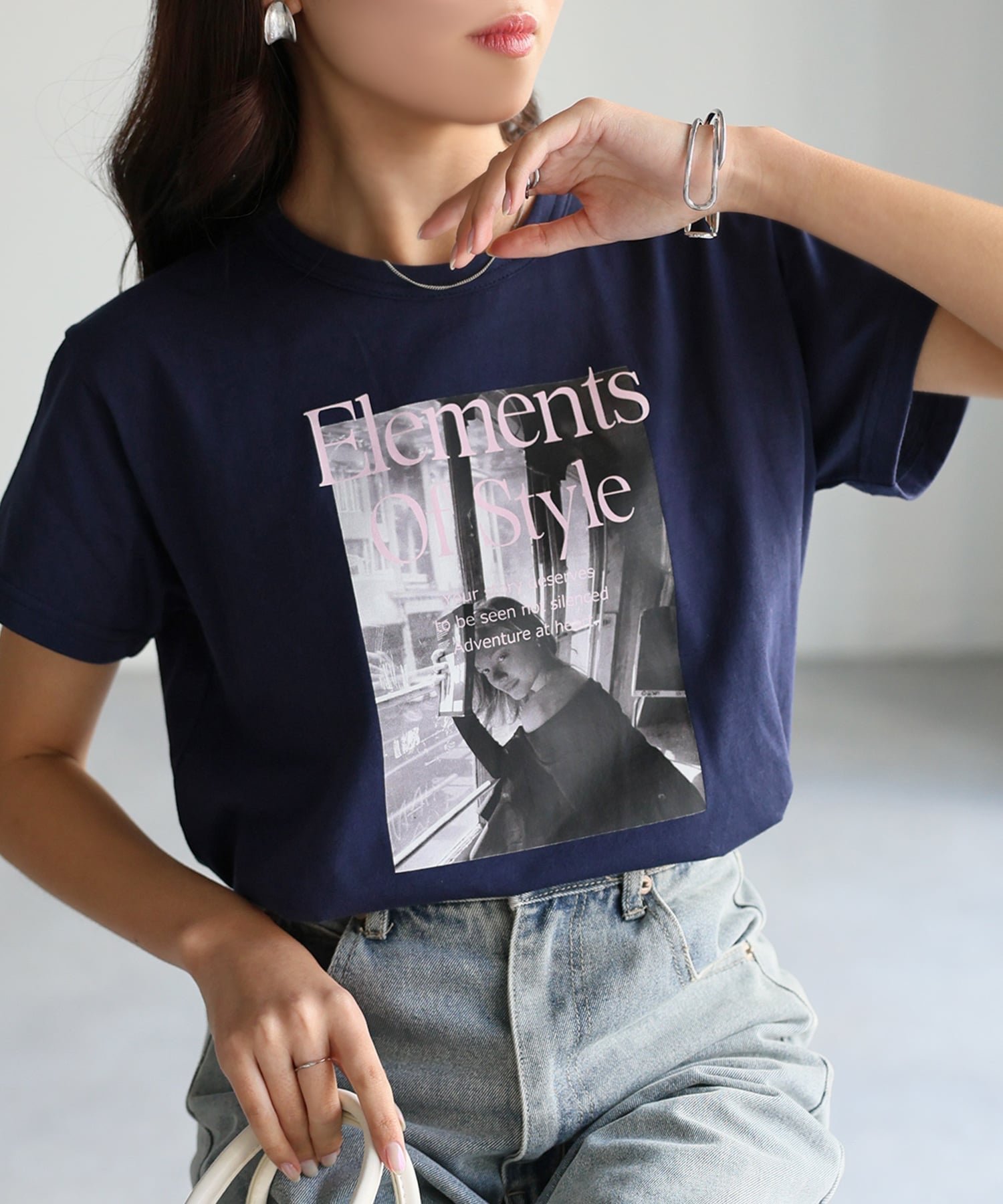 【リベリー/Riberry】のフォトプリントロゴTシャツ インテリア・キッズ・メンズ・レディースファッション・服の通販 founy(ファニー) 　ファッション　Fashion　レディースファッション　Fashion for Women　トップス・カットソー　Cut & Sew Tops　シャツ・ブラウス・オフィスカジュアル　Elegant Blouses & Button-Ups　ロングTシャツ・Tシャツ　Longline T-Shirts & Tees　インナー　Innerwear　シンプル　Simple, Minimal　スラックス　Slacks, Dress Pants　ティアードスカート　Tiered Skirt, Flounced Skirt　デニム　Denim, Jeans Material　フロント　Front, Front Design　プリント　Print, Printed Pattern　ボトム　Bottoms, Lower Wear　半袖　Short Sleeve, Half Sleeve　レギュラー　Regular, Standard Fit　ロング　Long, Long-Length　おすすめ　Recommended / Our Picks　夏　Summer　ネイビー×ピンク|ID: prp329100004668408 ipo3291000000033810276