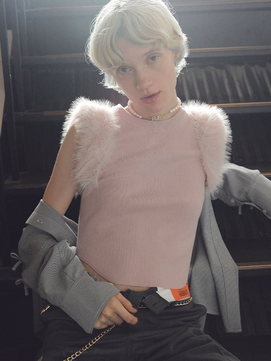 【ファーファー/FURFUR】の【限定カラー】エコファースリーブニットトップス インテリア・キッズ・メンズ・レディースファッション・服の通販 founy(ファニー) 　ファッション　Fashion　レディースファッション　Fashion for Women　トップス・カットソー　Cut & Sew Tops　ニット　Knit Tops & Sweaters　ウォッシャブル　Machine Washable　フィット　Fit, Slim Fit　PNK[066]|ID: prp329100004671857 ipo3291000000033771610
