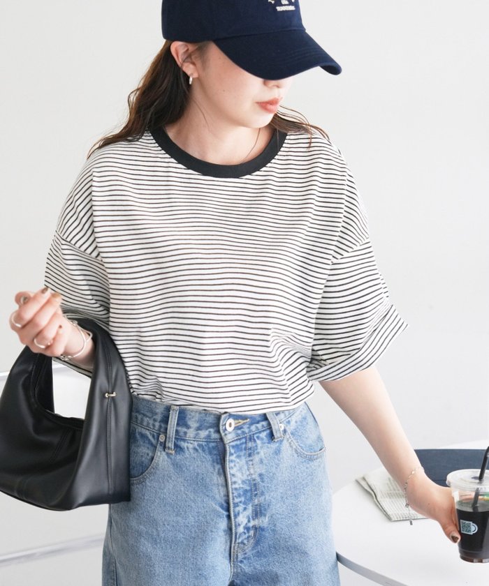 【ディスコート/Discoat】の【WEB限定】ボーダービッグ半袖Tシャツ インテリア・キッズ・メンズ・レディースファッション・服の通販 founy(ファニー) https://founy.com/ ファッション Fashion レディースファッション Fashion for Women トップス・カットソー Cut & Sew Tops シャツ・ブラウス・オフィスカジュアル Elegant Blouses & Button-Ups ロングTシャツ・Tシャツ Longline T-Shirts & Tees インナー Innerwear ビッグ Big, Oversized ボーダー Border, Stripe ロング Long, Long-Length エレガント 上品 Elegant 半袖 Short Sleeve, Half Sleeve |ID: prp329100004671881 ipo3291000000033771641
