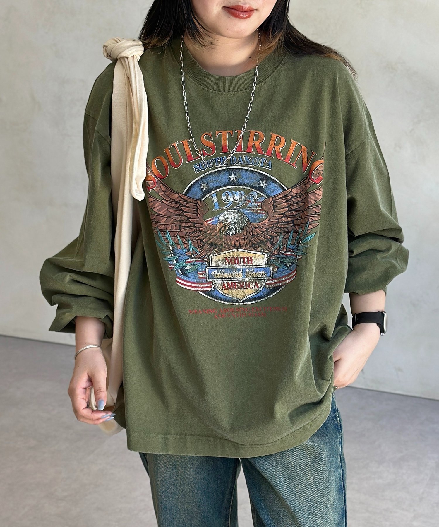 【シーピーシーエム/CPCM】のカラーパウダーロンT インテリア・キッズ・メンズ・レディースファッション・服の通販 founy(ファニー) 　ファッション　Fashion　レディースファッション　Fashion for Women　トップス・カットソー　Cut & Sew Tops　ロングTシャツ・Tシャツ　Longline T-Shirts & Tees　おすすめ　Recommended / Our Picks　シンプル　Simple, Minimal　デニム　Denim, Jeans Material　パウダー　Powder, Soft Tone　プリント　Print, Printed Pattern　ミックス　Mix, Mixed Style　ロング　Long, Long-Length　ヴィンテージ　Vintage Style　定番　Standard, Basic Item　旅行　Travel　長袖　Long Sleeve, Full Sleeve　グリーン|ID: prp329100004671976 ipo3291000000033771845