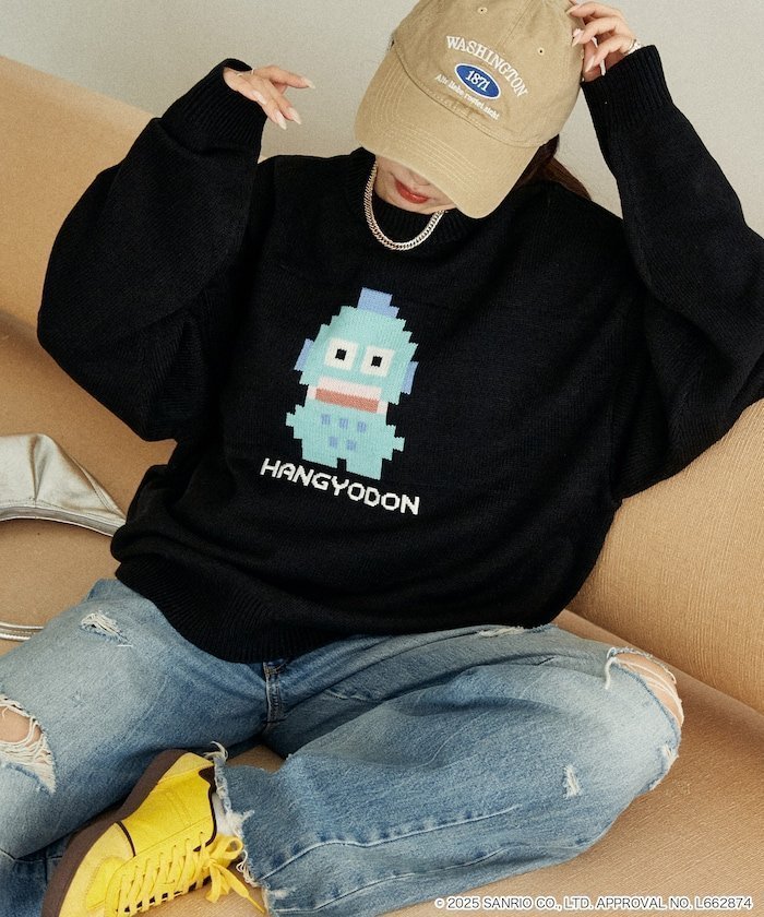 【フリークスストア/FREAK'S STORE】のSANRIO/サンリオ ピクセル アート ジャガードニット 限定展開 インテリア・キッズ・メンズ・レディースファッション・服の通販 founy(ファニー) 　ファッション　Fashion　レディースファッション　Fashion for Women　トップス・カットソー　Cut & Sew Tops　ニット　Knit Tops & Sweaters　冬　Winter / This Winter　おすすめ　Recommended / Our Picks　チュール　Tulip, Tulip Motif　デニム　Denim, Jeans Material　ドット　Polka Dot, Dot Pattern　フェミニン　Feminine, Girly　フリル　Frill, Ruffle　ミドル　Middle Length, Mid Height　レース　Lace, Lace Fabric　A/W・秋冬　Autumn/Winter　ブラック|ID: prp329100004672021 ipo3291000000033772072