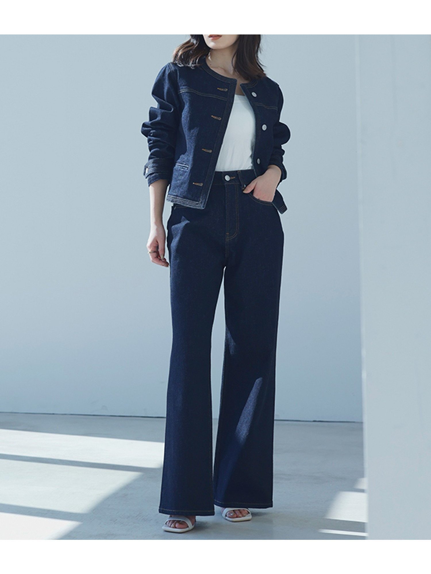【アニュアンス/anuans】のWide leg denim インテリア・キッズ・メンズ・レディースファッション・服の通販 founy(ファニー) 　ファッション　Fashion　レディースファッション　Fashion for Women　おすすめ　Recommended / Our Picks　コンパクト　Compact, Small Size　ジャケット　Jacket, Outerwear　セットアップ　Set-Up, Coordinated Outfit　デニム　Denim, Jeans Material　リラックス　Relax, Relaxed Fit　ワイド　Wide, Wide Fit　INDIGO|ID: prp329100004672037 ipo3291000000033772136