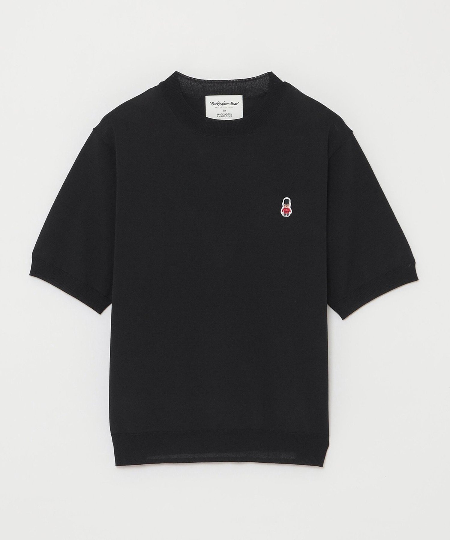 【マッキントッシュ フィロソフィー/MACKINTOSH PHILOSOPHY】の【WEB 一部店舗限定】バッキンガムベア ハーフスリーブニット インテリア・キッズ・メンズ・レディースファッション・服の通販 founy(ファニー) 　ファッション　Fashion　レディースファッション　Fashion for Women　トップス・カットソー　Cut & Sew Tops　ニット　Knit Tops & Sweaters　おすすめ　Recommended / Our Picks　アンサンブル　Ensemble Set　カーディガン　Cardigan, Knitwear　キャラクター　Character, Licensed Characters　シンプル　Simple, Minimal　ロンドン　London Style, British Inspired　ワンポイント　One Point, Statement Accent　半袖　Short Sleeve, Half Sleeve　夏　Summer　春　Spring　秋　Autumn　ブラック|ID: prp329100004672039 ipo3291000000033772147