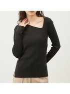 【ミラオーウェン/Mila Owen】のアシメネックリブニットトップス【ウォッシャブル】 BLK[009]|ID: prp329100004672068 ipo3291000000033913376