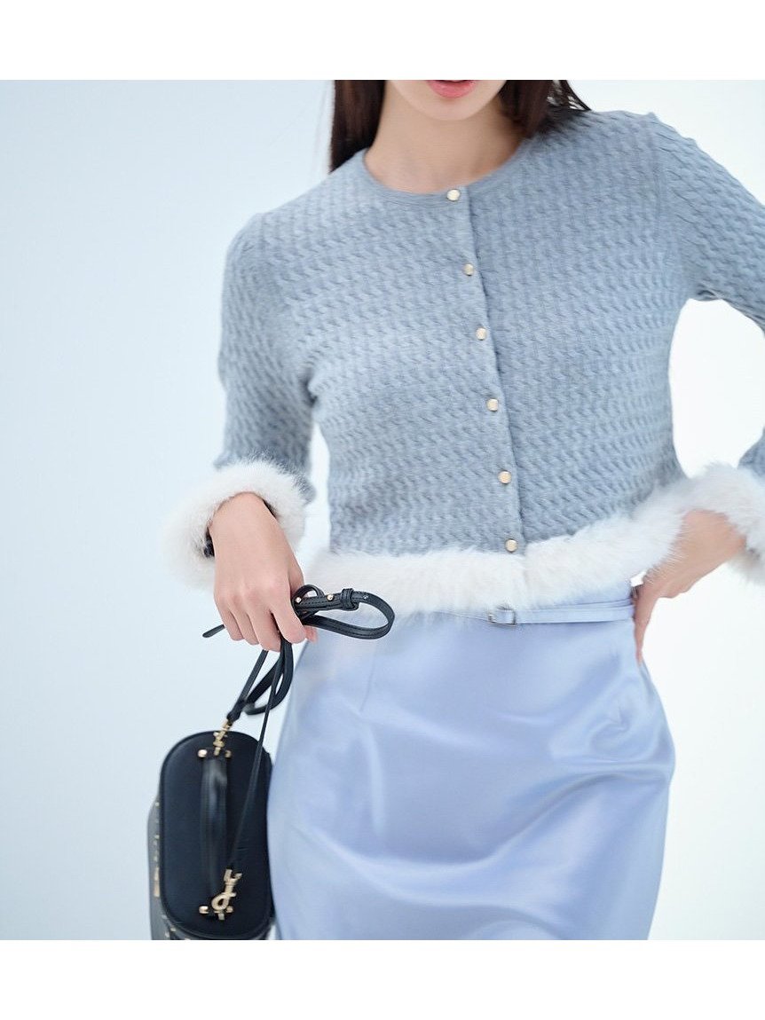 【セルフォード/CELFORD】の【限定カラーあり】シルクカシミア混ファートリムカーディガン インテリア・キッズ・メンズ・レディースファッション・服の通販 founy(ファニー) 　ファッション　Fashion　レディースファッション　Fashion for Women　トップス・カットソー　Cut & Sew Tops　カーディガン・羽織り　Layered Style Cardigans　カーディガン　Cardigan, Knitwear　シルク　Silk, 100% Silk　シンプル　Simple, Minimal　フロント　Front, Front Design　メタル　Metal, Metal Parts　エレガント 上品　Elegant　LGRY[005]|ID: prp329100004672126 ipo3291000000033772552
