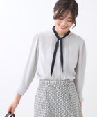 【リフレクト/Reflect】の【配色ボウタイ付き】八分袖ジョーゼットブラウス 人気、トレンドファッション・服の通販 founy(ファニー) ファッション Fashion レディースファッション Fashion for Women トップス・カットソー Cut & Sew Tops シャツ・ブラウス・オフィスカジュアル Elegant Blouses & Button-Ups ジョーゼット Georgette, Semi-Sheer Fabric ドレープ Drape, Draping Fabric フロント Front, Front Design エレガント 上品 Elegant thumbnail ライトグレー|ID: prp329100004672166 ipo3291000000033772726
