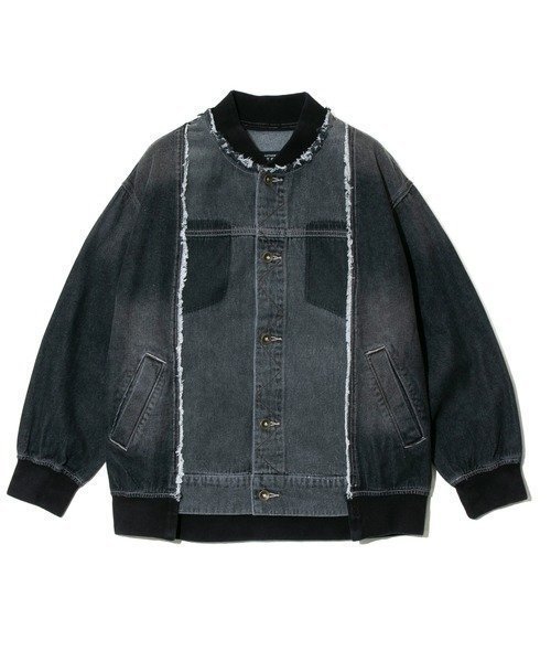 【ゴースローキャラバン/go slow caravan】のCUBE SUGAR/キューブシュガー Denim リブ付きリメイク風Gジャン (WOMENS) インテリア・キッズ・メンズ・レディースファッション・服の通販 founy(ファニー) 　ファッション　Fashion　レディースファッション　Fashion for Women　アウター　Coat / Outerwear Collection　ジャケット　Jacket, Outerwear　デニム　Denim, Jeans Material　ブリーチ　Bleach, Washed Finish　リメイク　Remake, Reconstructed　ロング　Long, Long-Length　ブラック|ID: prp329100004672168 ipo3291000000033772735