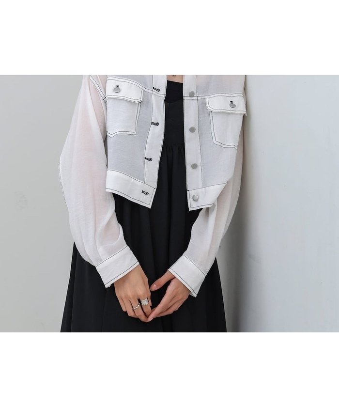 【バブ ブージュルード/Bab Bou Jeloud】のシアーシャツブルゾン インテリア・キッズ・メンズ・レディースファッション・服の通販 founy(ファニー) https://founy.com/ ファッション Fashion レディースファッション Fashion for Women アウター Coat / Outerwear Collection ブルゾンジャケット・スポーティアウター Blouson Jackets トップス・カットソー Cut & Sew Tops シャツ・ブラウス・オフィスカジュアル Elegant Blouses & Button-Ups おすすめ Recommended / Our Picks オーガンジー Organza Fabric クール Cool, Chic シアー Sheer, See-Through ショート Short, Short Length シンプル Simple, Minimal ジャケット Jacket, Outerwear ジーンズ Jeans, Denim Pants スラックス Slacks, Dress Pants デニム Denim, Jeans Material バランス Balance, Style Balance ブルゾン Blouson, Bomber Jacket |ID: prp329100004672236 ipo3291000000033772973
