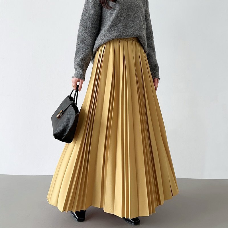 【ココモモ/COCOMOMO】のたっぷり大人プリーツ スカート ロングスカート 選べる丈 ロング マキシ インテリア・キッズ・メンズ・レディースファッション・服の通販 founy(ファニー) 　ファッション　Fashion　レディースファッション　Fashion for Women　スカート　Skirts　プリーツスカート / 上品フェミニンスタイル　Pleated Skirts　ロングスカート　Long Skirts / Maxi & Midi Skirts　おすすめ　Recommended / Our Picks　プリーツ　Pleats, Pleated　マキシ　Maxi, Full Length　ロング　Long, Long-Length　エレガント 上品　Elegant　イエロー|ID: prp329100004672277 ipo3291000000034444880