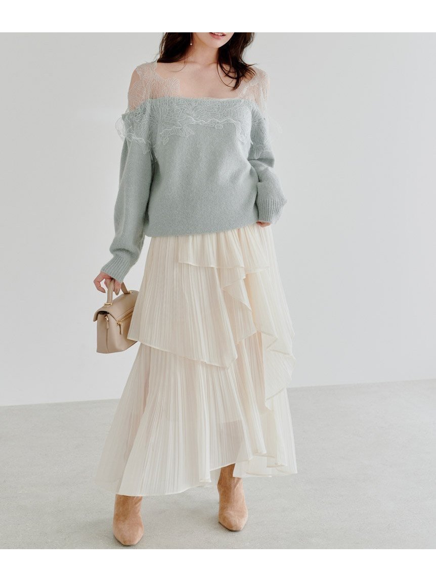【スナイデル/SNIDEL】のストレートプリーツティアードスカート 人気、トレンドファッション・服の通販 founy(ファニー) 　ファッション　Fashion　レディースファッション　Fashion for Women　スカート　Skirts　ティアードスカート　Tiered Skirts　イエロー　Yellow　ウェーブ　Wavy Pattern　今季　This Season, Current Season　シアー　Sheer, See-Through　ストレート　Straight, Straight Cut　チェック　Check, Plaid, Tartan　ティアード　Tiered, Tiered Style　プリーツ　Pleats, Pleated　ランダム　Random, Irregular　ロング　Long, Long-Length　おすすめ　Recommended / Our Picks　エレガント 上品　Elegant　 other-1|ID: prp329100004672310 ipo3291000000033773259
