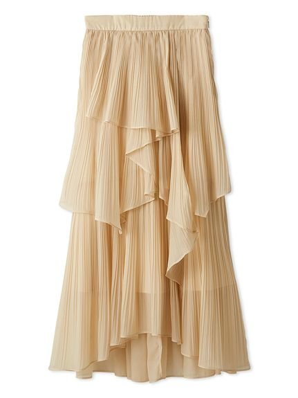 【スナイデル/SNIDEL】のストレートプリーツティアードスカート インテリア・キッズ・メンズ・レディースファッション・服の通販 founy(ファニー) 　ファッション　Fashion　レディースファッション　Fashion for Women　スカート　Skirts　ティアードスカート　Tiered Skirts　イエロー　Yellow　ウェーブ　Wavy Pattern　今季　This Season, Current Season　シアー　Sheer, See-Through　ストレート　Straight, Straight Cut　チェック　Check, Plaid, Tartan　ティアード　Tiered, Tiered Style　プリーツ　Pleats, Pleated　ランダム　Random, Irregular　ロング　Long, Long-Length　おすすめ　Recommended / Our Picks　エレガント 上品　Elegant　YEL[032]|ID: prp329100004672310 ipo3291000000033773262