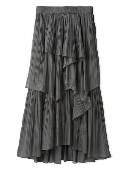 【スナイデル/SNIDEL】のストレートプリーツティアードスカート インテリア・キッズ・メンズ・レディースファッション・服の通販 founy(ファニー) 　ファッション　Fashion　レディースファッション　Fashion for Women　スカート　Skirts　ティアードスカート　Tiered Skirts　イエロー　Yellow　ウェーブ　Wavy Pattern　今季　This Season, Current Season　シアー　Sheer, See-Through　ストレート　Straight, Straight Cut　チェック　Check, Plaid, Tartan　ティアード　Tiered, Tiered Style　プリーツ　Pleats, Pleated　ランダム　Random, Irregular　ロング　Long, Long-Length　おすすめ　Recommended / Our Picks　エレガント 上品　Elegant　CHECK[931]|ID: prp329100004672310 ipo3291000000033773263