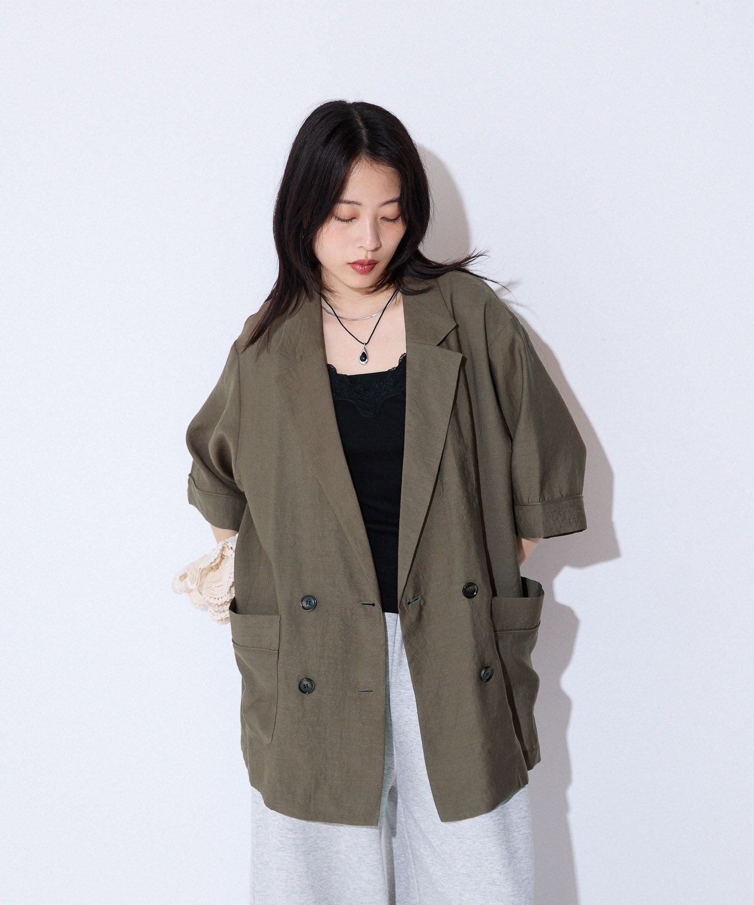 【ジーナシス/JEANASiS】のルーズWジャケットSS 人気、トレンドファッション・服の通販 founy(ファニー) 　ファッション　Fashion　レディースファッション　Fashion for Women　アウター　Coat / Outerwear Collection　レディースジャケット・軽アウター　Jackets　インナー　Innerwear　カットソー　Cut and Sewn Top　キャミソール　Camisole, Spaghetti Strap Top　ジャケット　Jacket, Outerwear　タンク　Tank Top, Sleeveless Top　フェミニン　Feminine, Girly　ルーズ　Loose, Oversized　半袖　Short Sleeve, Half Sleeve　 other-1|ID: prp329100004672327 ipo3291000000033773332