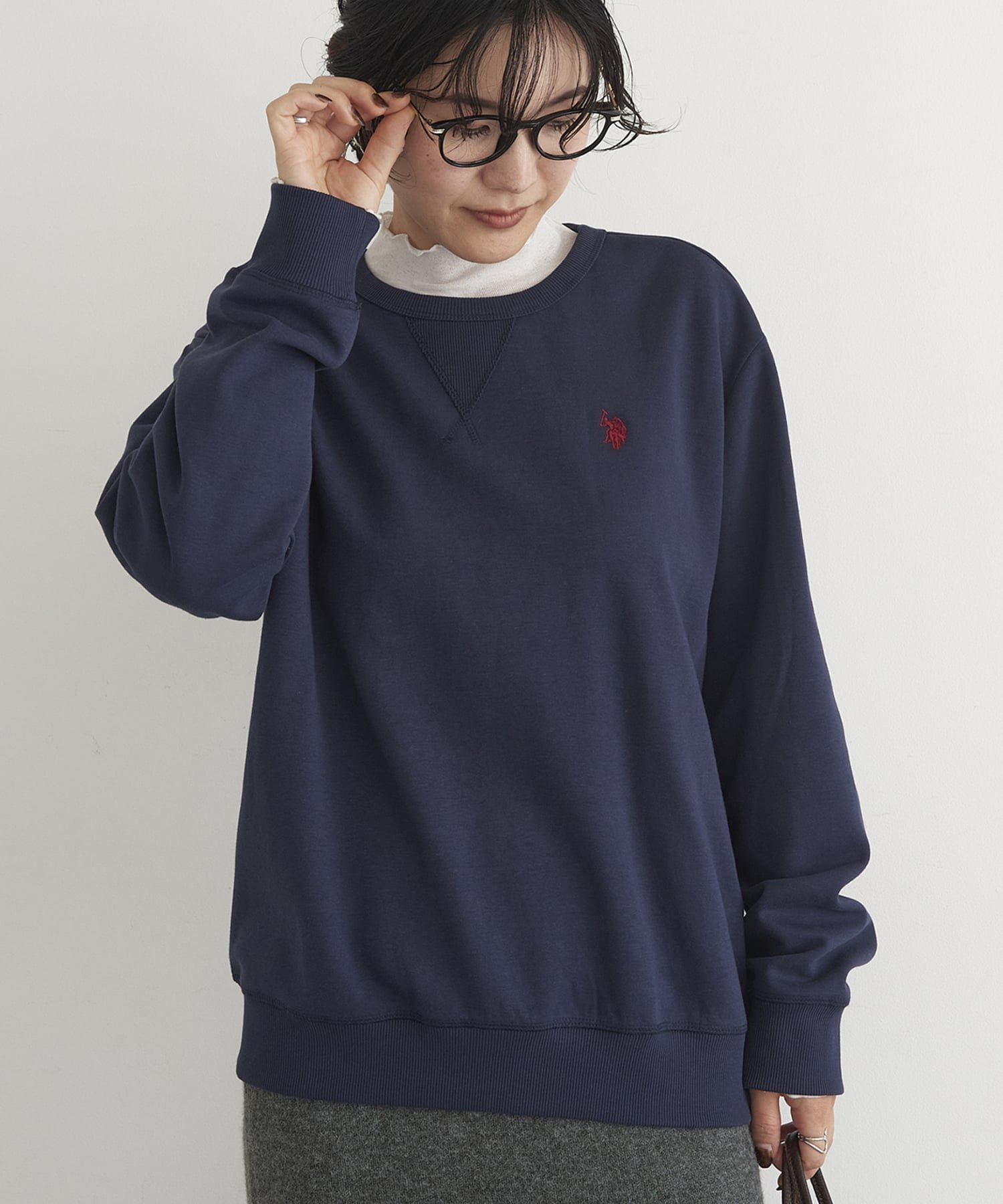 【セットアップセブン/SETUP7】のU.S. POLO ASSN./ワンポイントロゴ ダブルフェイススウェット 3本針STトレーナー インテリア・キッズ・メンズ・レディースファッション・服の通販 founy(ファニー) 　ファッション　Fashion　レディースファッション　Fashion for Women　トップス・カットソー　Cut & Sew Tops　レディースパーカー・カジュアルフーディー　Casual Hoodies & Sweatshirts　スウェット・クルーネックトップス　Sweatshirts & Crewnecks / Relaxed Fit Sweat Tops　イタリア　Italy　インナー　Innerwear　厚底　Platform Shoes　腕時計　Wristwatch　カーゴパンツ　Cargo Pants, Utility Pants　キャップ　Cap, Baseball Cap　クラシカル　Classical, Vintage-Inspired　コレクション　Collection, Seasonal Line　シンプル　Simple, Minimal　ジャケット　Jacket, Outerwear　ストレッチ　Stretch, Stretchy Fabric　スニーカー　Sneakers, Trainers　スポーツ　Sports, Activewear　セットアップ　Set-Up, Coordinated Outfit　デニム　Denim, Jeans Material　トレンド　Trend, Trending Now　トレーナー　Sweatshirt, Trainer　フラット　Flat, Flat Shoes　メンズ　Men's, Menswear　モダン　Modern, Contemporary　リラックス　Relax, Relaxed Fit　ワンポイント　One Point, Statement Accent　おすすめ　Recommended / Our Picks　エレガント 上品　Elegant　スマホショルダーバッグ　Smartphone Shoulder Bag　NVY|ID: prp329100004672330 ipo3291000000034077065