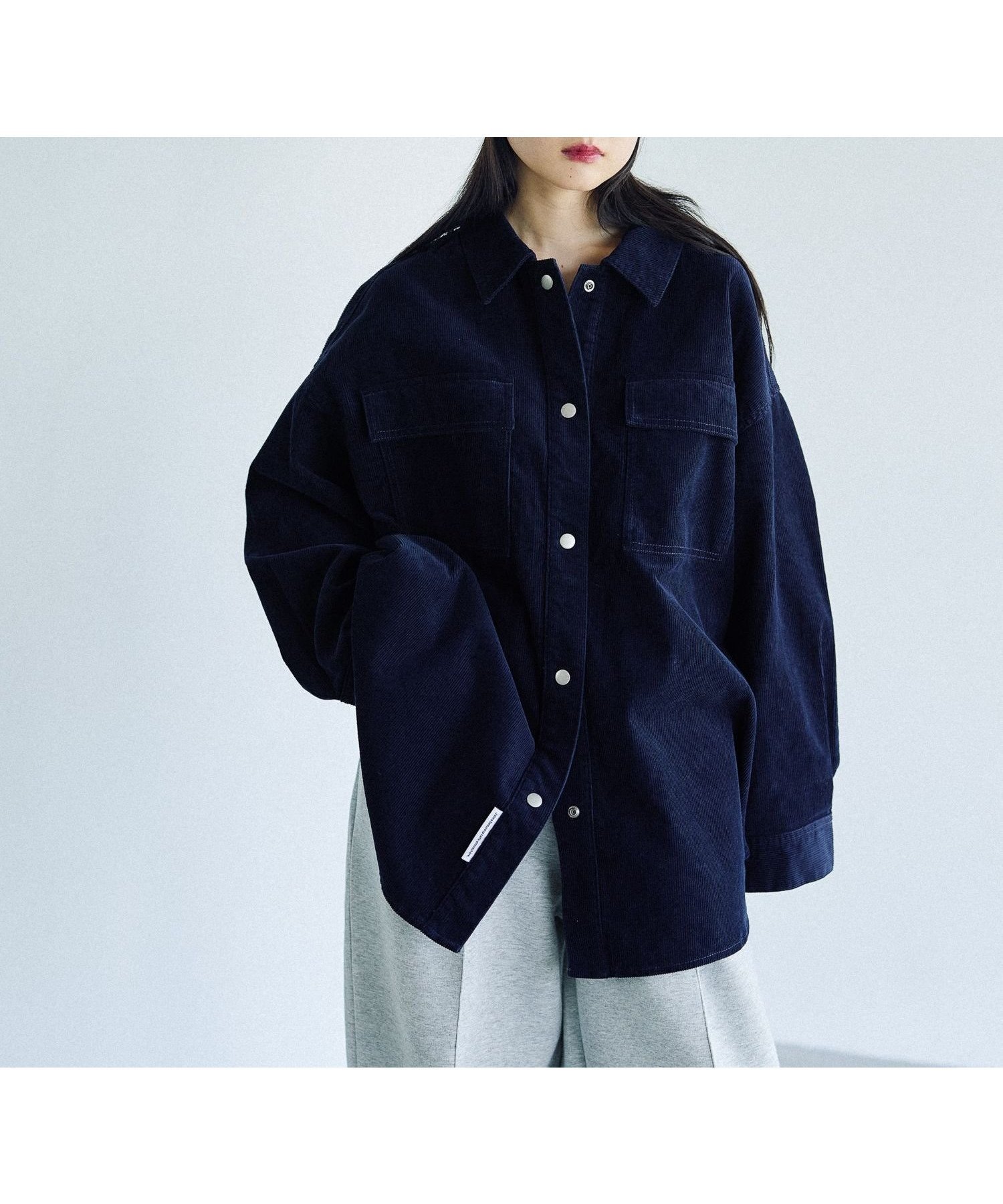 【レプシィム ローリーズファーム/LEPSIM LOWRYS FARM】のコーデュロイBIGシャツ インテリア・キッズ・メンズ・レディースファッション・服の通販 founy(ファニー) 　ファッション　Fashion　レディースファッション　Fashion for Women　トップス・カットソー　Cut & Sew Tops　シャツ・ブラウス・オフィスカジュアル　Elegant Blouses & Button-Ups　コーデュロイ　Corduroy, Cord Fabric　セットアップ　Set-Up, Coordinated Outfit　秋　Autumn　ネイビー88|ID: prp329100004672354 ipo3291000000034123538