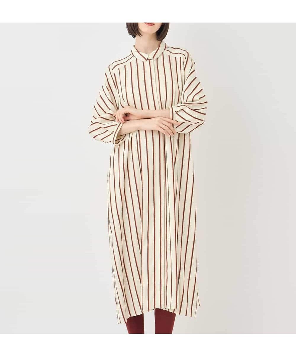 【ヒロコビス/HIROKO BIS】のストライプシャツワンピース インテリア・キッズ・メンズ・レディースファッション・服の通販 founy(ファニー) 　ファッション　Fashion　レディースファッション　Fashion for Women　ワンピース　Dresses　シャツワンピース / 1枚で着映えコーデ　Shirt Dresses　おすすめ　Recommended / Our Picks　カーディガン　Cardigan, Knitwear　コンパクト　Compact, Small Size　シンプル　Simple, Minimal　ストライプ　Stripe, Striped Pattern　ストレート　Straight, Straight Cut　フロント　Front, Front Design　ブルゾン　Blouson, Bomber Jacket　ラウンド　Round, Round Neck　エレガント 上品　Elegant　秋　Autumn　羽織　Haori, Light Jacket　アイボリー|ID: prp329100004672426 ipo3291000000033773711