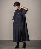 【メイソングレイ/MAYSON GREY】のアシンメトリープリーツシャツワンピース≪洗濯機で洗える≫ ネイビー|ID: prp329100004672429 ipo3291000000033773722