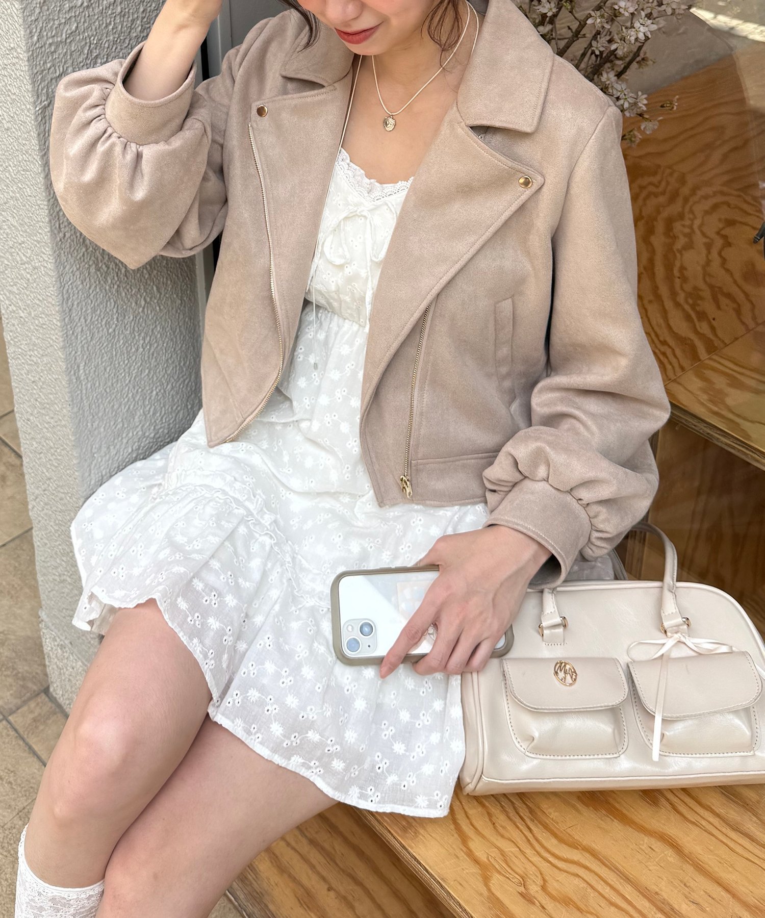 【マジェスティック レゴン/MAJESTIC LEGON】のLadyショートライダース インテリア・キッズ・メンズ・レディースファッション・服の通販 founy(ファニー) 　ファッション　Fashion　レディースファッション　Fashion for Women　アウター　Coat / Outerwear Collection　ライダースジャケット / レザースタイル　Riders Jackets & Biker Style　コンパクト　Compact, Small Size　ショート　Short, Short Length　スタンダード　Standard, Basic　ダウン　Down, Puffer　トレンド　Trend, Trending Now　定番　Standard, Basic Item　人気　Popular, Best Seller　バランス　Balance, Style Balance　フェイクレザー　Faux Leather, PU Leather　ミックス　Mix, Mixed Style　ライダースジャケット　Riders, Biker Jacket　再入荷　Restock / Back in Stock　おすすめ　Recommended / Our Picks　ベージュ|ID: prp329100004672460 ipo3291000000033893517