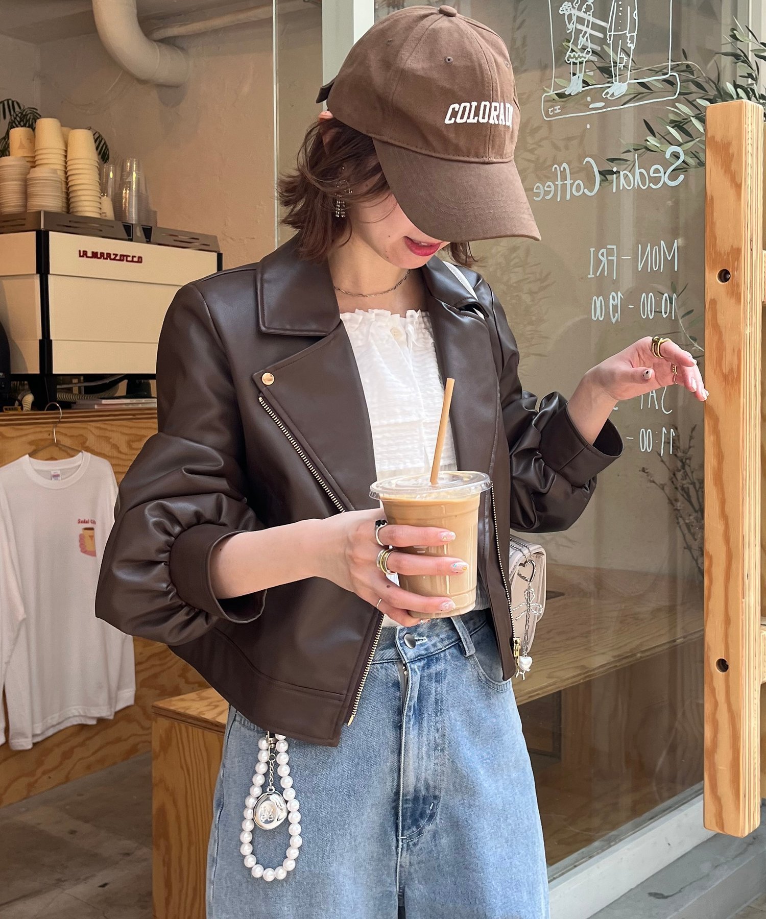 【マジェスティック レゴン/MAJESTIC LEGON】のLadyショートライダース インテリア・キッズ・メンズ・レディースファッション・服の通販 founy(ファニー) 　ファッション　Fashion　レディースファッション　Fashion for Women　アウター　Coat / Outerwear Collection　ライダースジャケット / レザースタイル　Riders Jackets & Biker Style　コンパクト　Compact, Small Size　ショート　Short, Short Length　スタンダード　Standard, Basic　ダウン　Down, Puffer　トレンド　Trend, Trending Now　定番　Standard, Basic Item　人気　Popular, Best Seller　バランス　Balance, Style Balance　フェイクレザー　Faux Leather, PU Leather　ミックス　Mix, Mixed Style　ライダースジャケット　Riders, Biker Jacket　再入荷　Restock / Back in Stock　おすすめ　Recommended / Our Picks　ブラウン|ID: prp329100004672460 ipo3291000000033893521