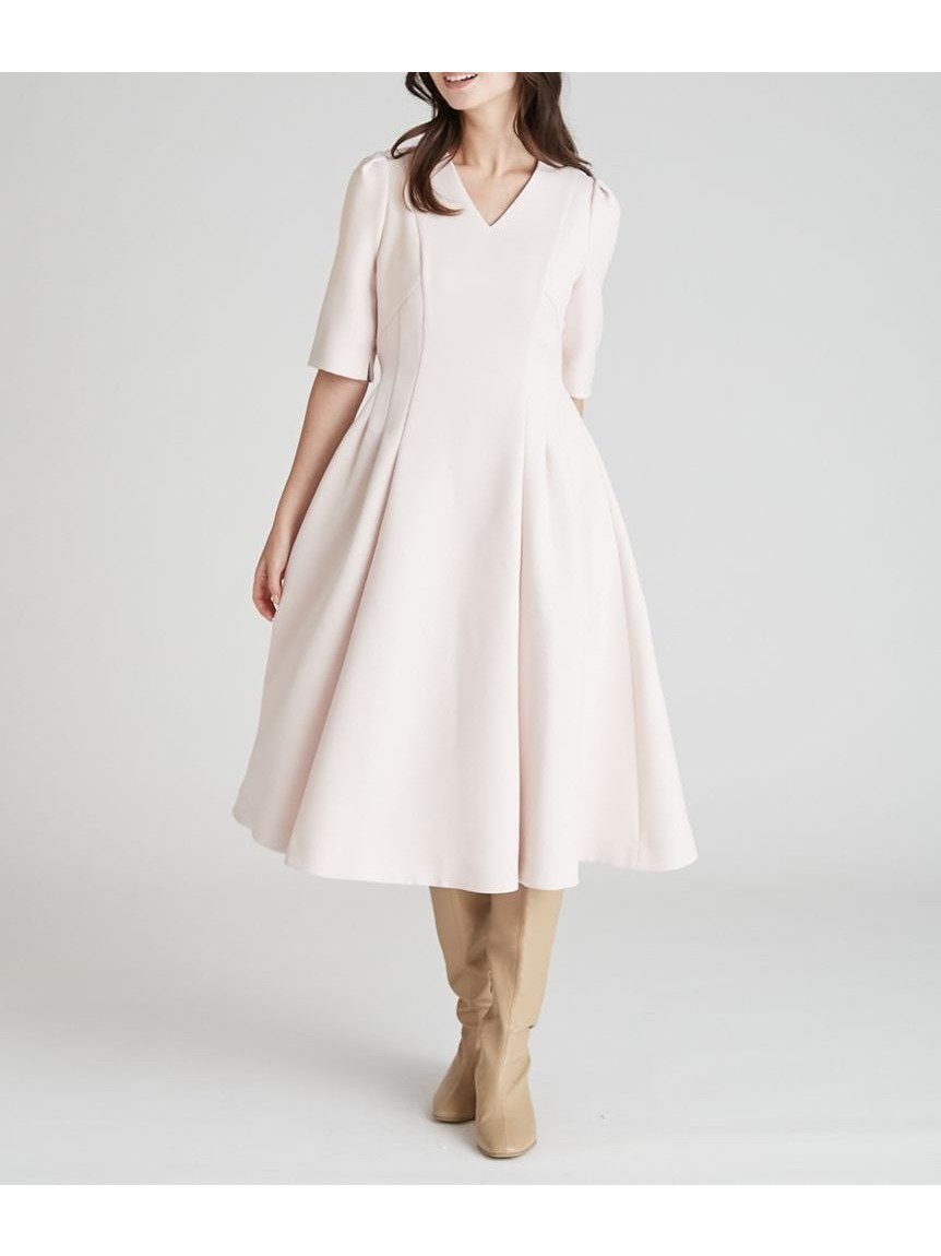 【セルフォード/CELFORD】のVネックフィット フレアワンピース インテリア・キッズ・メンズ・レディースファッション・服の通販 founy(ファニー) 　ファッション　Fashion　レディースファッション　Fashion for Women　ワンピース　Dresses　おすすめ　Recommended / Our Picks　クラシカル　Classical, Vintage-Inspired　スリット　Slit, Slit Detail　チェック　Check, Plaid, Tartan　トリプル　Triple, Three Layers　ネックレス　Necklace, Pendant Necklace　フィット　Fit, Slim Fit　フォーマル　Formal, Dressy　フレア　Flare, Flared　ポケット　Pocket, Pocket Detail　ロング　Long, Long-Length　羽織　Haori, Light Jacket　LPNK[061]|ID: prp329100004672528 ipo3291000000033774065