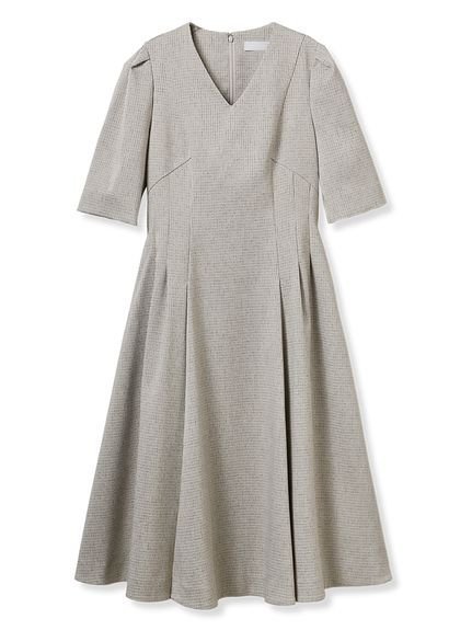 【セルフォード/CELFORD】のVネックフィット フレアワンピース インテリア・キッズ・メンズ・レディースファッション・服の通販 founy(ファニー) 　ファッション　Fashion　レディースファッション　Fashion for Women　ワンピース　Dresses　おすすめ　Recommended / Our Picks　クラシカル　Classical, Vintage-Inspired　スリット　Slit, Slit Detail　チェック　Check, Plaid, Tartan　トリプル　Triple, Three Layers　ネックレス　Necklace, Pendant Necklace　フィット　Fit, Slim Fit　フォーマル　Formal, Dressy　フレア　Flare, Flared　ポケット　Pocket, Pocket Detail　ロング　Long, Long-Length　羽織　Haori, Light Jacket　CHECK[931]|ID: prp329100004672528 ipo3291000000033774067