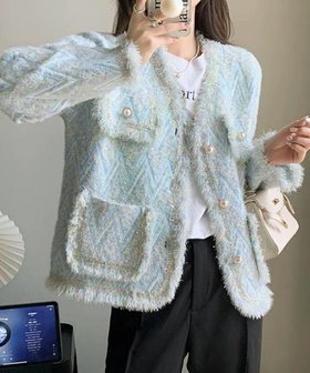【ミニミニストア/miniministore】のラメツイード風ジャケット韓国風レディース 人気、トレンドファッション・服の通販 founy(ファニー) ファッション Fashion レディースファッション Fashion for Women アウター Coat / Outerwear Collection レディースジャケット・軽アウター Jackets アクリル Acrylic Material エレガント 上品 Elegant カーディガン Cardigan, Knitwear ジャケット Jacket, Outerwear ツイード Twill, Twill Weave フェミニン Feminine, Girly フリンジ Fringe, Tassel 冬 Winter / This Winter A/W・秋冬 Autumn/Winter 長袖 Long Sleeve, Full Sleeve |ID:prp329100004672566
