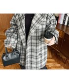 【モーメントプラス/moment+ / MEN】のフェイクウールシャギーチェック 無地オーバーサイズミドル丈Pコートジャケット グレー|ID: prp329100004672604 ipo3291000000033774325