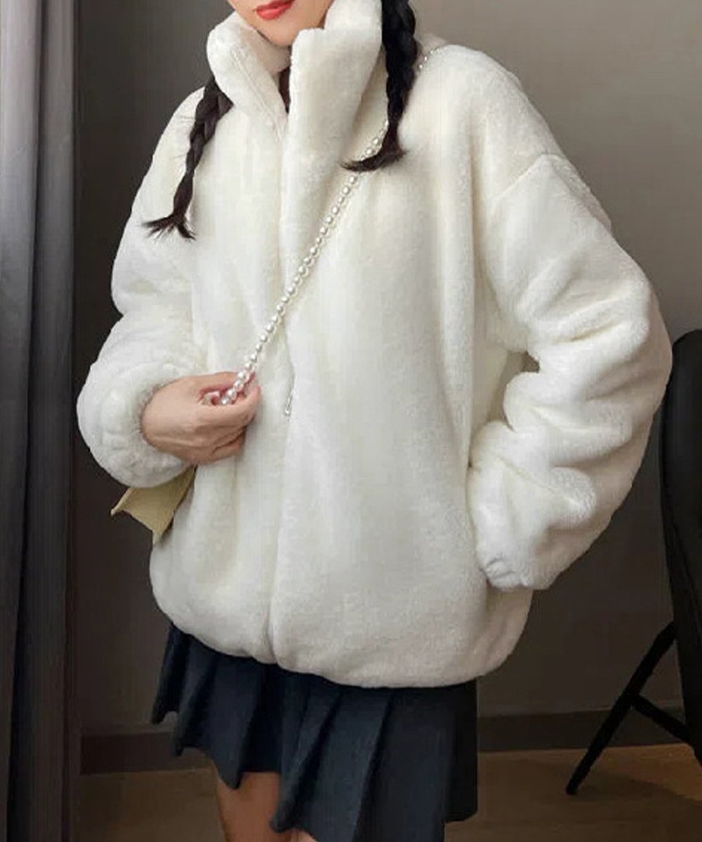 【ミニミニストア/miniministore】のスタンドカラーボアジャケット レディース インテリア・キッズ・メンズ・レディースファッション・服の通販 founy(ファニー) 　ファッション　Fashion　レディースファッション　Fashion for Women　アウター　Coat / Outerwear Collection　レディースジャケット・軽アウター　Jackets　アウトドア　Outdoor Clothing　カーディガン　Cardigan, Knitwear　シューズ　Shoes, Footwear　ジャケット　Jacket, Outerwear　スタンド　Stand Collar, Upright Stand　デニム　Denim, Jeans Material　ブルゾン　Blouson, Bomber Jacket　ポケット　Pocket, Pocket Detail　防寒　Cold Protection, Winter-Ready　リラックス　Relax, Relaxed Fit　オフホワイト|ID: prp329100004672630 ipo3291000000033774442