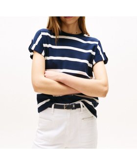 【トミーヒルフィガー/TOMMY HILFIGER】のゴールドボタンクルーネックショートスリーブTシャツ 人気、トレンドファッション・服の通販 founy(ファニー) ファッション Fashion レディースファッション Fashion for Women トップス・カットソー Cut & Sew Tops シャツ・ブラウス・オフィスカジュアル Elegant Blouses & Button-Ups ロングTシャツ・Tシャツ Longline T-Shirts & Tees アメリカン American Style インナー Innerwear クラシック Classic, Timeless Style ゴルフ Golf ショート Short, Short Length スリーブ Sleeve, Long Sleeve / Short Sleeve デニム Denim, Jeans Material モダン Modern, Contemporary 人気 Popular, Best Seller 定番 Standard, Basic Item |ID:prp329100004672639
