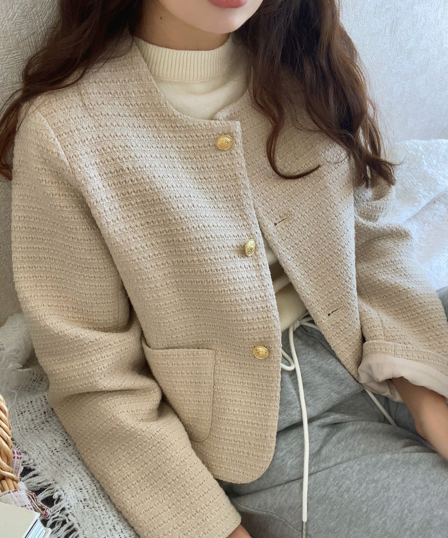 【ジュノア/JUNOAH】の金ボタンツイードジャケット インテリア・キッズ・メンズ・レディースファッション・服の通販 founy(ファニー) 　ファッション　Fashion　レディースファッション　Fashion for Women　アウター　Coat / Outerwear Collection　レディースジャケット・軽アウター　Jackets　ベージュ|ID: prp329100004672648 ipo3291000000034620087