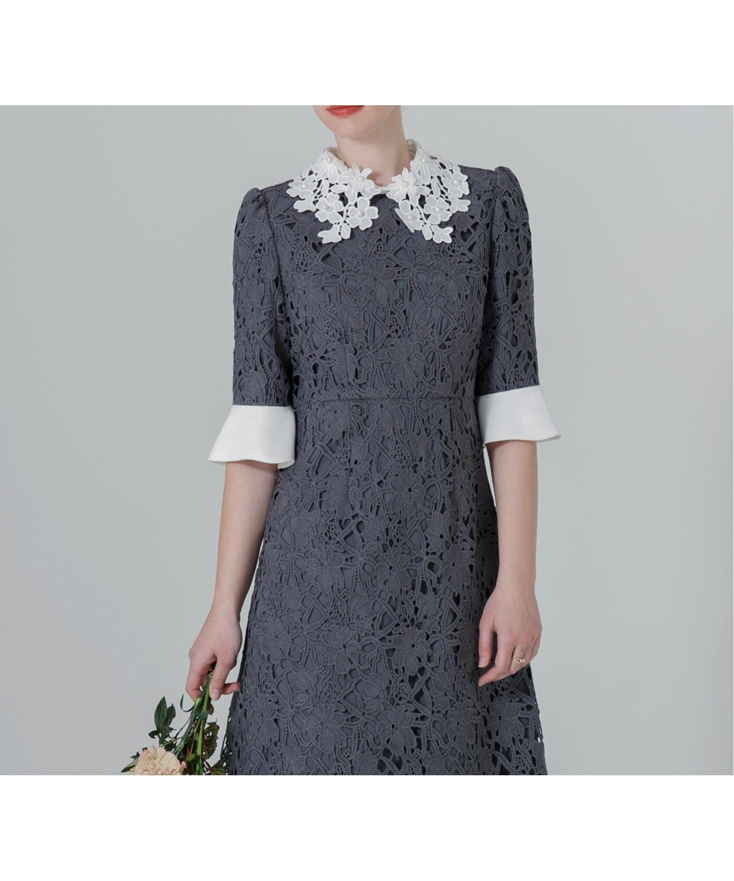 【レジャ/Leja】のLEJA-花柄レースカラースパンコールAラインワンピースドレス 結婚式レディース インテリア・キッズ・メンズ・レディースファッション・服の通販 founy(ファニー) 　ファッション　Fashion　レディースファッション　Fashion for Women　ワンピース　Dresses　フォーマル・パーティードレス・結婚式用ドレス　Elegant & Casual Dresses　Aラインワンピース・フレアシルエット　A-Line Dresses / Flared Silhouette Dresses　エレガント 上品　Elegant　オケージョン　Occasion Wear　スパンコール　Sequins, Sequin Embellishment　スリーブ　Sleeve, Long Sleeve / Short Sleeve　ドレス　Dress, One-Piece　バランス　Balance, Style Balance　フェミニン　Feminine, Girly　フォーマル　Formal, Dressy　マーメイド　Mermaid, Fishtail Silhouette　リボン　Ribbon, Bow　レース　Lace, Lace Fabric　結婚式　Wedding　披露宴　Wedding Reception　二次会　After Party　BLUE|ID: prp329100004672653 ipo3291000000034588904