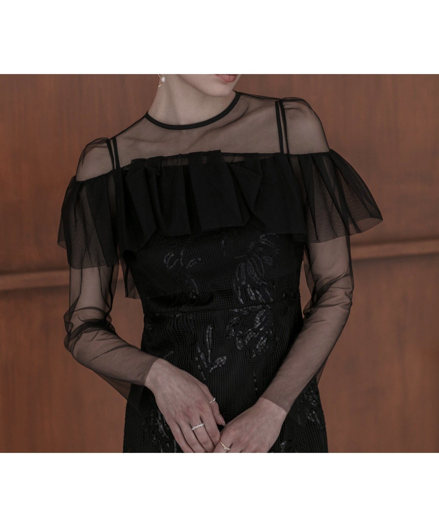 【レジャ/Leja】のLEJA-2WAYアシンメトリーフリルチュールフラワーIラインワンピースドレス 人気、トレンドファッション・服の通販 founy(ファニー) 　ファッション　Fashion　レディースファッション　Fashion for Women　ワンピース　Dresses　フォーマル・パーティードレス・結婚式用ドレス　Elegant & Casual Dresses　エレガント 上品　Elegant　スリット　Slit, Slit Detail　セパレート　Separate, Two-Piece　チュール　Tulip, Tulip Motif　ドレス　Dress, One-Piece　フラワー　Flower, Floral　結婚式　Wedding　 other-1|ID: prp329100004672658 ipo3291000000033774548