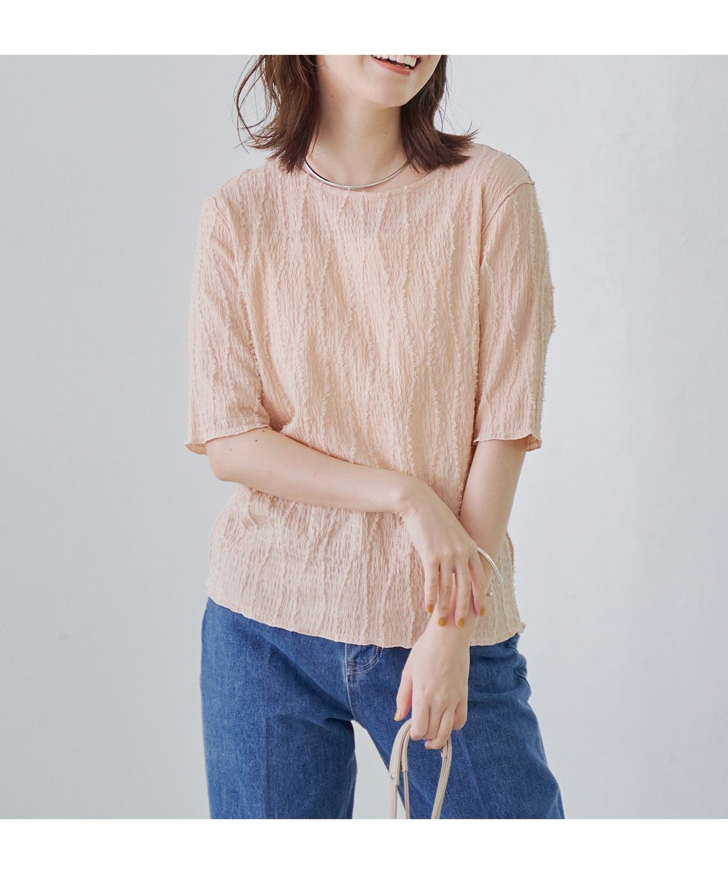 【コーエン/COEN】のナミナミジャガードメロー五分袖Tシャツ 人気、トレンドファッション・服の通販 founy(ファニー) 　ファッション　Fashion　レディースファッション　Fashion for Women　トップス・カットソー　Cut & Sew Tops　シャツ・ブラウス・オフィスカジュアル　Elegant Blouses & Button-Ups　ロングTシャツ・Tシャツ　Longline T-Shirts & Tees　おすすめ　Recommended / Our Picks　インナー　Innerwear　カットジャガード　Cut Jacquard　カットソー　Cut and Sewn Top　フェミニン　Feminine, Girly　 other-1|ID: prp329100004672678 ipo3291000000033774649