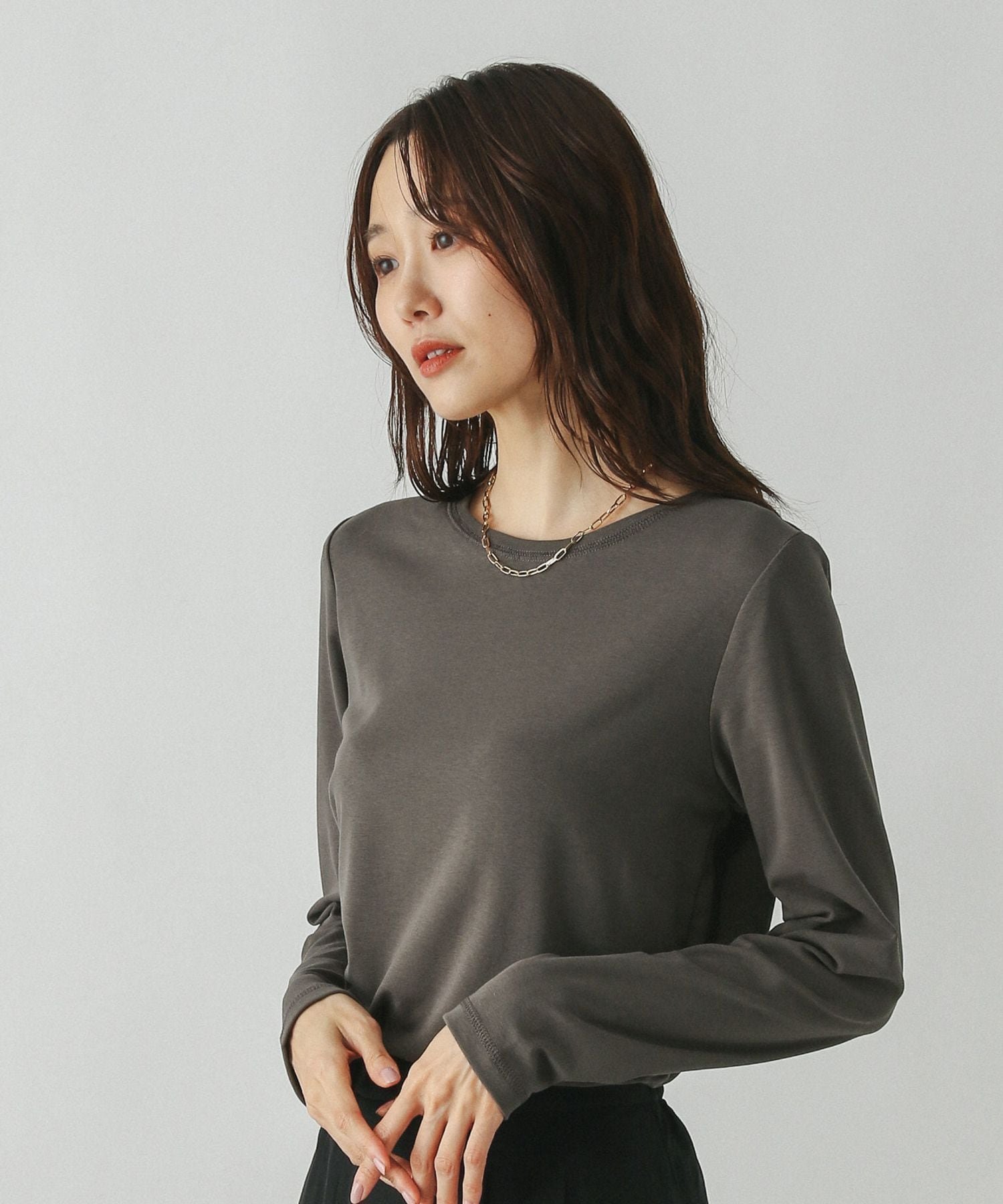 【グローバルワーク/GLOBAL WORK】のFffit エフィット/やわらかストレッチT長袖/291137 インテリア・キッズ・メンズ・レディースファッション・服の通販 founy(ファニー) 　ファッション　Fashion　レディースファッション　Fashion for Women　トップス・カットソー　Cut & Sew Tops　インナー　Innerwear　サロペット　Overalls, Salopette　ジャケット　Jacket, Outerwear　スウェット / スエット　Sweatshirt, Sweatwear　ストレッチ　Stretch, Stretchy Fabric　フィット　Fit, Slim Fit　ベーシック　Basic, Essential　吸水　Absorbent, Quick-Dry　長袖　Long Sleeve, Full Sleeve　モカ56|ID: prp329100004672701 ipo3291000000033982674
