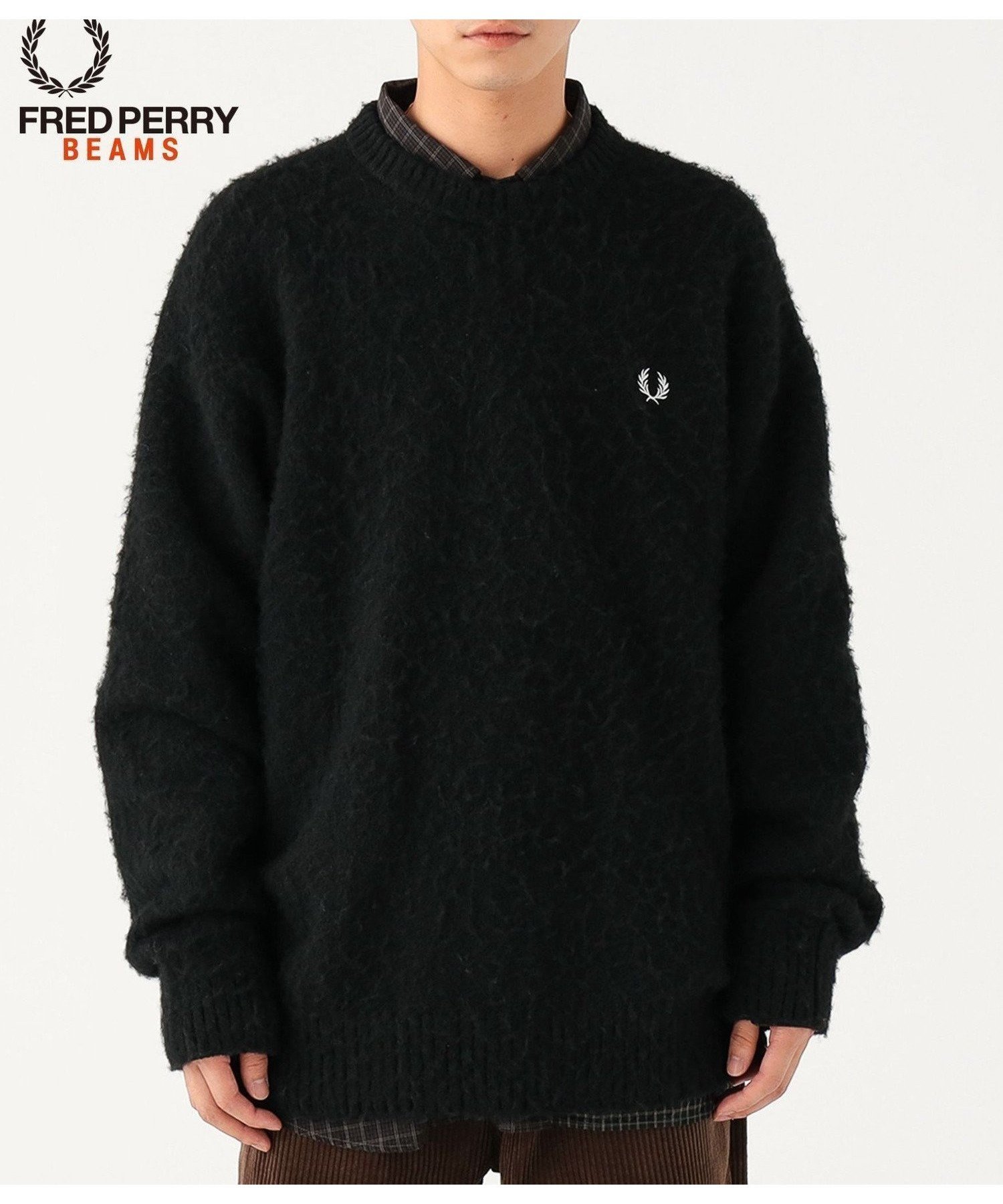 【ビームス/BEAMS / MEN】の【別注】FRED PERRY / フラッフィー クルーネックニット 25FW 長袖 メンズ ユニセックス インテリア・キッズ・メンズ・レディースファッション・服の通販 founy(ファニー) 　ファッション　Fashion　メンズファッション　Fashion for Men　インナー　Innerwear　フィット　Fit, Slim Fit　メンズ　Men's, Menswear　リラックス　Relax, Relaxed Fit　別注　Limited Edition, Custom Order　長袖　Long Sleeve, Full Sleeve　BLACK|ID: prp329100004672784 ipo3291000000033775060