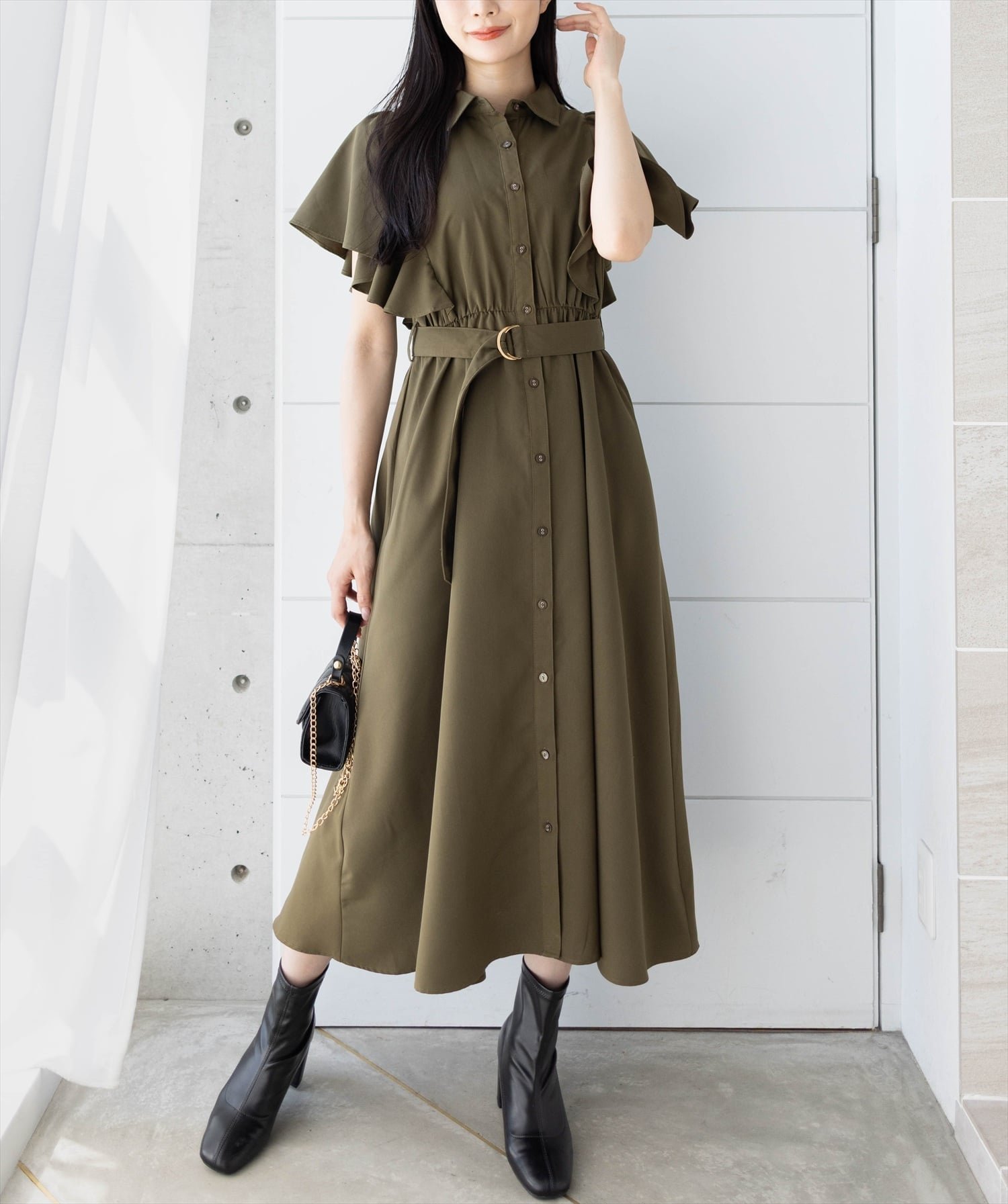【クリア/clear】のウエストベルトフリルスリーブワンピース インテリア・キッズ・メンズ・レディースファッション・服の通販 founy(ファニー) 　ファッション　Fashion　レディースファッション　Fashion for Women　ワンピース　Dresses　ベルト&ウエストマーク　Belts & Waist Accessories　おすすめ　Recommended / Our Picks　サンダル　Sandals, Summer Shoes　ストライプ　Stripe, Striped Pattern　フリル　Frill, Ruffle　夏　Summer　無地　Plain, Solid Color　KHA|ID: prp329100004672817 ipo3291000000033775193