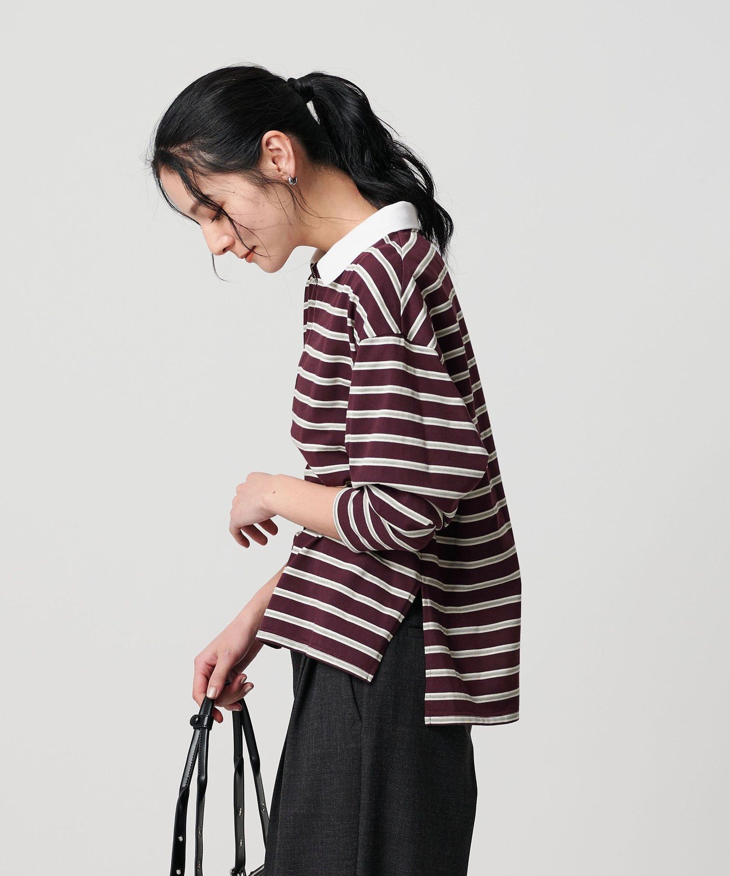 【ビューティ&ユース ユナイテッドアローズ/BEAUTY&YOUTH / UNITED ARROWS】の【WEB限定】マルチボーダー ハーフジッププルオーバー インテリア・キッズ・メンズ・レディースファッション・服の通販 founy(ファニー) 　ファッション　Fashion　レディースファッション　Fashion for Women　トップス・カットソー　Cut & Sew Tops　カジュアルプルオーバー・ニットトップス　Pullovers & Knit Tops / Casual Pullovers　おすすめ　Recommended / Our Picks　インナー　Innerwear　カットソー　Cut and Sewn Top　カーディガン　Cardigan, Knitwear　スリット　Slit, Slit Detail　ブルゾン　Blouson, Bomber Jacket　ボーダー　Border, Stripe　レギュラー　Regular, Standard Fit　WINE|ID: prp329100004672818 ipo3291000000033860529
