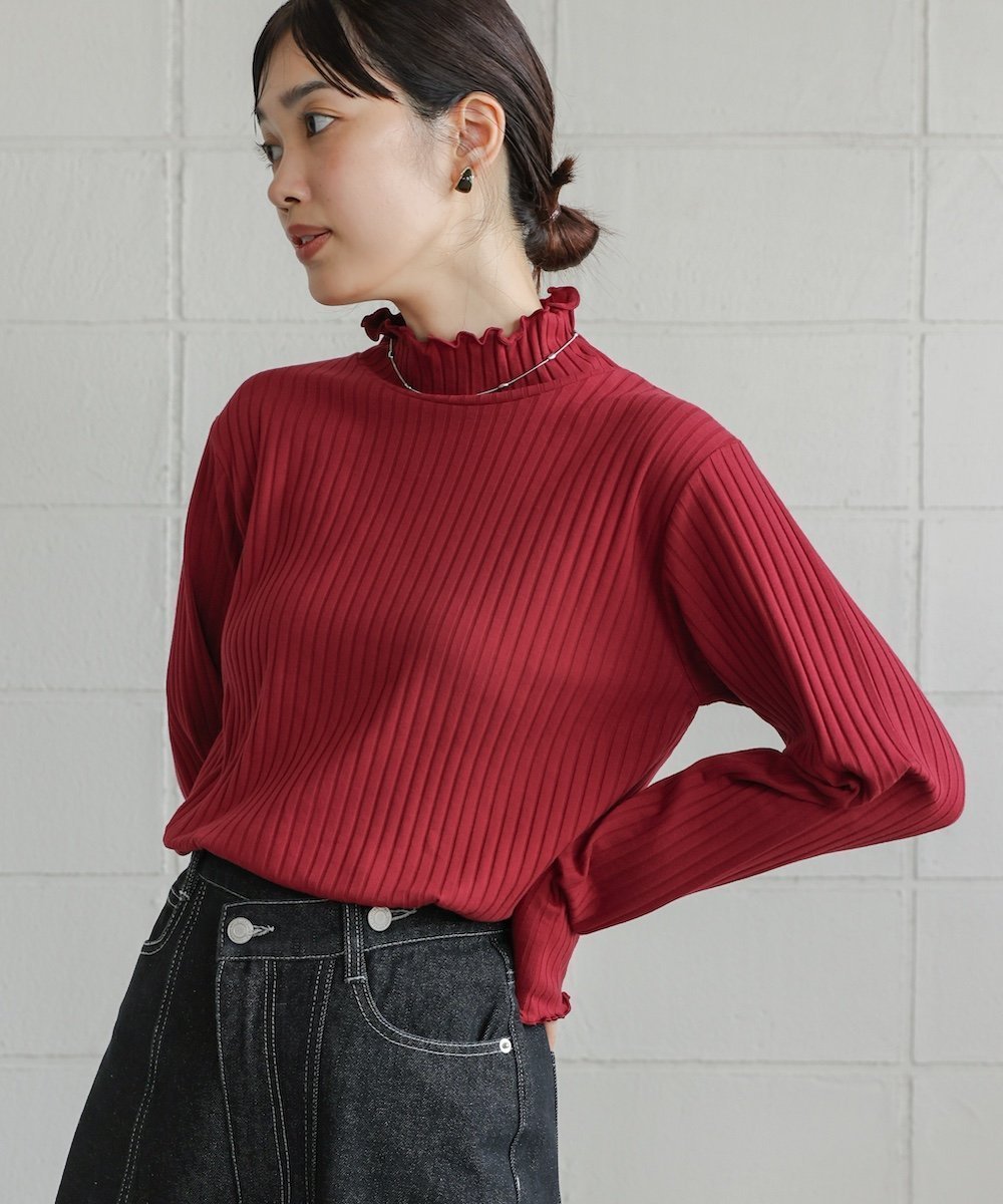 【バブ ブージュルード/Bab Bou Jeloud】の長袖タートルカットソー インテリア・キッズ・メンズ・レディースファッション・服の通販 founy(ファニー) 　ファッション　Fashion　レディースファッション　Fashion for Women　トップス・カットソー　Cut & Sew Tops　カットソー・ベーシックTシャツ　Cut-and-Sewn Tops / Stretch Tees & Basics　おすすめ　Recommended / Our Picks　ベーシック　Basic, Essential　再入荷　Restock / Back in Stock　長袖　Long Sleeve, Full Sleeve　RED|ID: prp329100004672898 ipo3291000000033775510