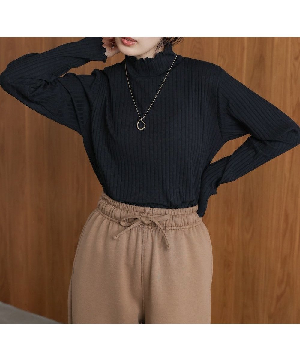【バブ ブージュルード/Bab Bou Jeloud】の長袖タートルカットソー インテリア・キッズ・メンズ・レディースファッション・服の通販 founy(ファニー) 　ファッション　Fashion　レディースファッション　Fashion for Women　トップス・カットソー　Cut & Sew Tops　カットソー・ベーシックTシャツ　Cut-and-Sewn Tops / Stretch Tees & Basics　おすすめ　Recommended / Our Picks　ベーシック　Basic, Essential　再入荷　Restock / Back in Stock　長袖　Long Sleeve, Full Sleeve　BLACK|ID: prp329100004672898 ipo3291000000033775517