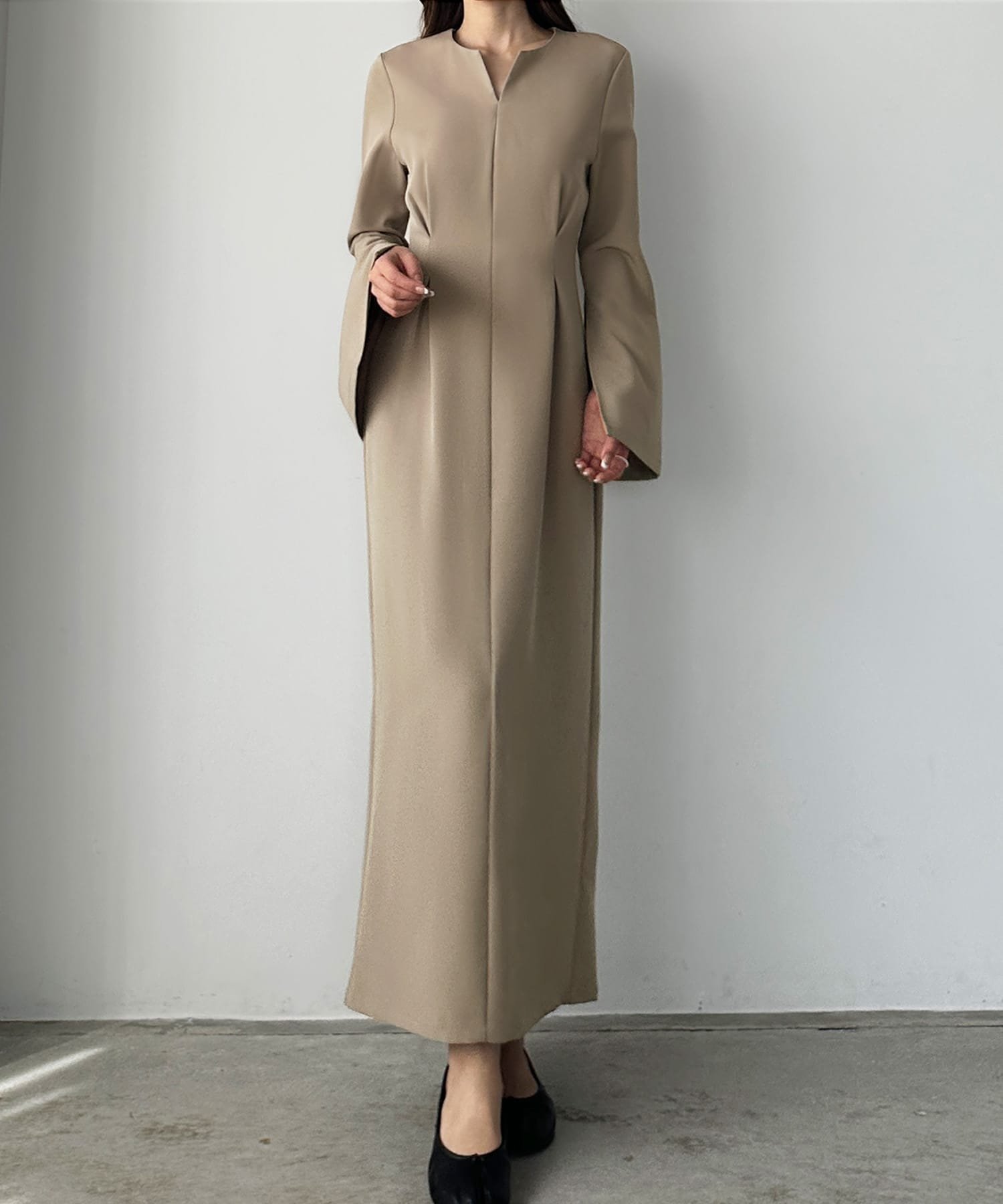 【ジュノア/JUNOAH】のLouere 選べるキーネックワンピース インテリア・キッズ・メンズ・レディースファッション・服の通販 founy(ファニー) 　ファッション　Fashion　レディースファッション　Fashion for Women　ワンピース　Dresses　マーメイド　Mermaid, Fishtail Silhouette　Aグレージュ|ID: prp329100004672935 ipo3291000000033775660