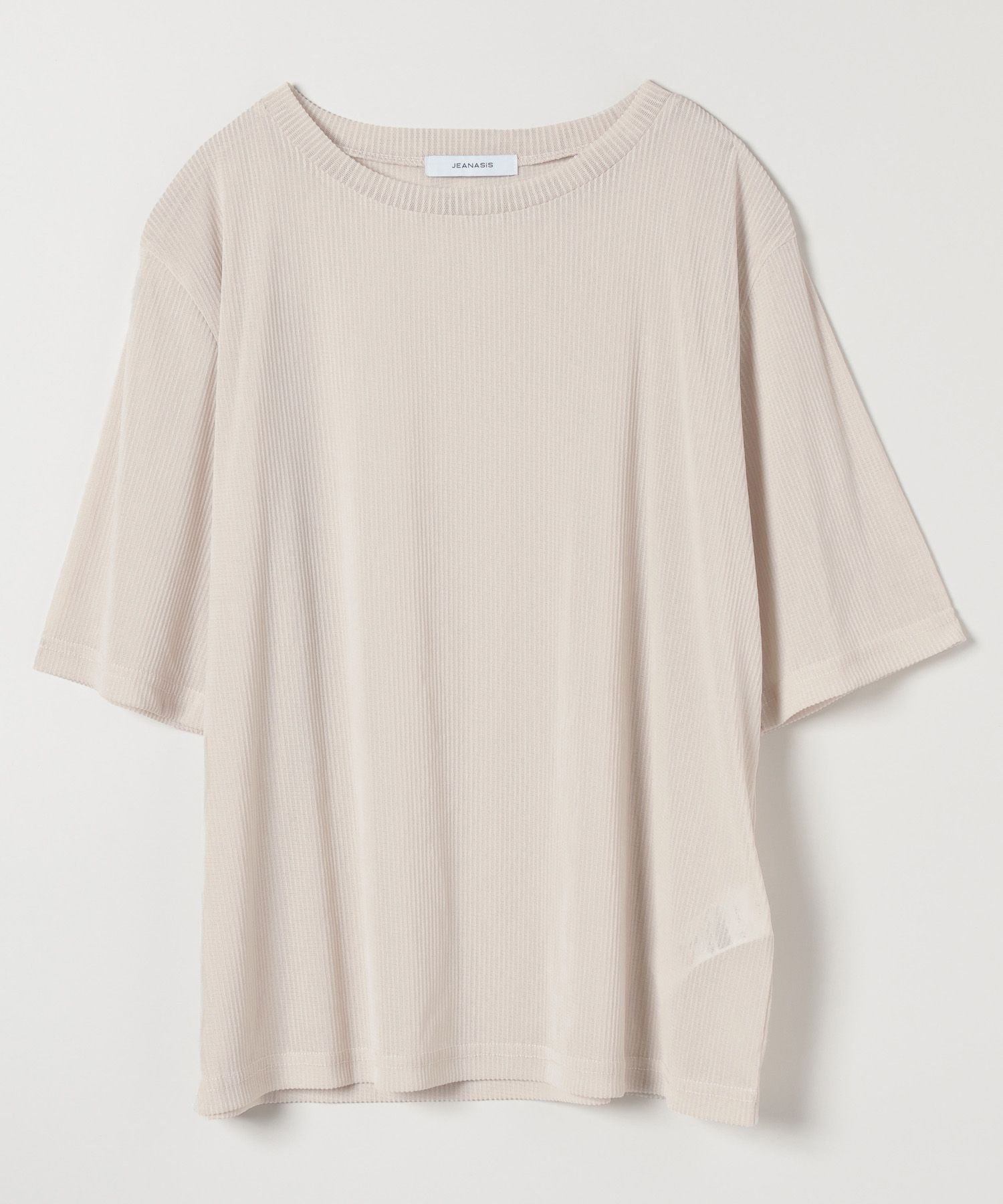【ジーナシス/JEANASiS】のストライプシアーベロアTEE SS インテリア・キッズ・メンズ・レディースファッション・服の通販 founy(ファニー) 　ファッション　Fashion　レディースファッション　Fashion for Women　トップス・カットソー　Cut & Sew Tops　ベロアトップス　Velour Tops / Velvet-Look Items　インナー　Innerwear　ジャケット　Jacket, Outerwear　ストライプ　Stripe, Striped Pattern　デニム　Denim, Jeans Material　ベロア　Velour, Soft Velvet　ボトム　Bottoms, Lower Wear　ワイド　Wide, Wide Fit　エレガント 上品　Elegant　夏　Summer　グレイッシュベージュ|ID: prp329100004672947 ipo3291000000033775706