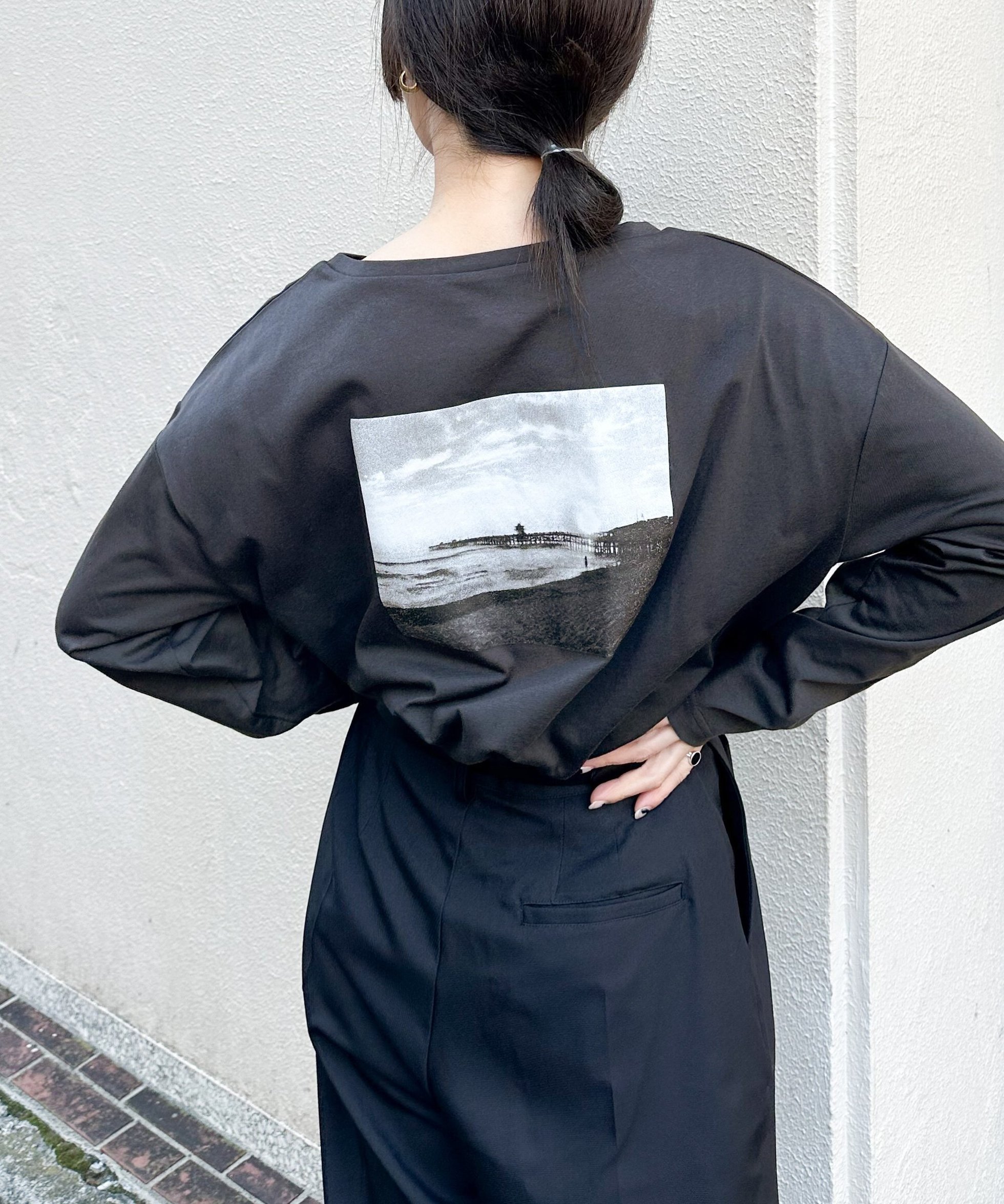 【セレクトモカ/SELECT MOCA】のアソートプリントルーズロングTシャツ インテリア・キッズ・メンズ・レディースファッション・服の通販 founy(ファニー) 　ファッション　Fashion　レディースファッション　Fashion for Women　トップス・カットソー　Cut & Sew Tops　シャツ・ブラウス・オフィスカジュアル　Elegant Blouses & Button-Ups　ロングTシャツ・Tシャツ　Longline T-Shirts & Tees　シンプル　Simple, Minimal　プリント　Print, Printed Pattern　グレー系その他2-9692|ID: prp329100004672988 ipo3291000000033997822