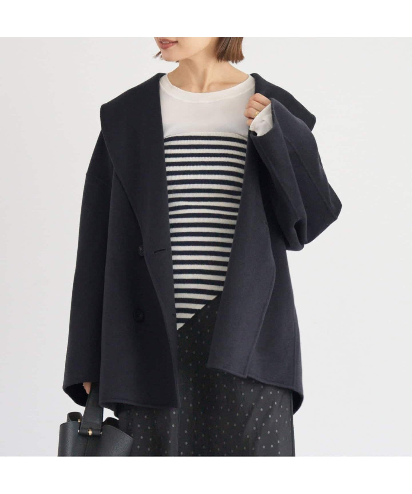 【イエナ/IENA】のSuper160 ショールカラーハーフコート インテリア・キッズ・メンズ・レディースファッション・服の通販 founy(ファニー) 　ファッション　Fashion　レディースファッション　Fashion for Women　アウター　Coat / Outerwear Collection　コート・ロングコート・ピーコート　Long Coats, Peacoats & More　2025年　2025　2025-2026秋冬・A/W　Autumn/Winter 2025–26 AW25–26　ショール　Shawl, Wrap　ハーフ　Half, Half-Length　定番　Standard, Basic Item　グレー|ID: prp329100004673038 ipo3291000000033776027